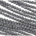 Black Unwaxed 4mm Lava Stone Strand