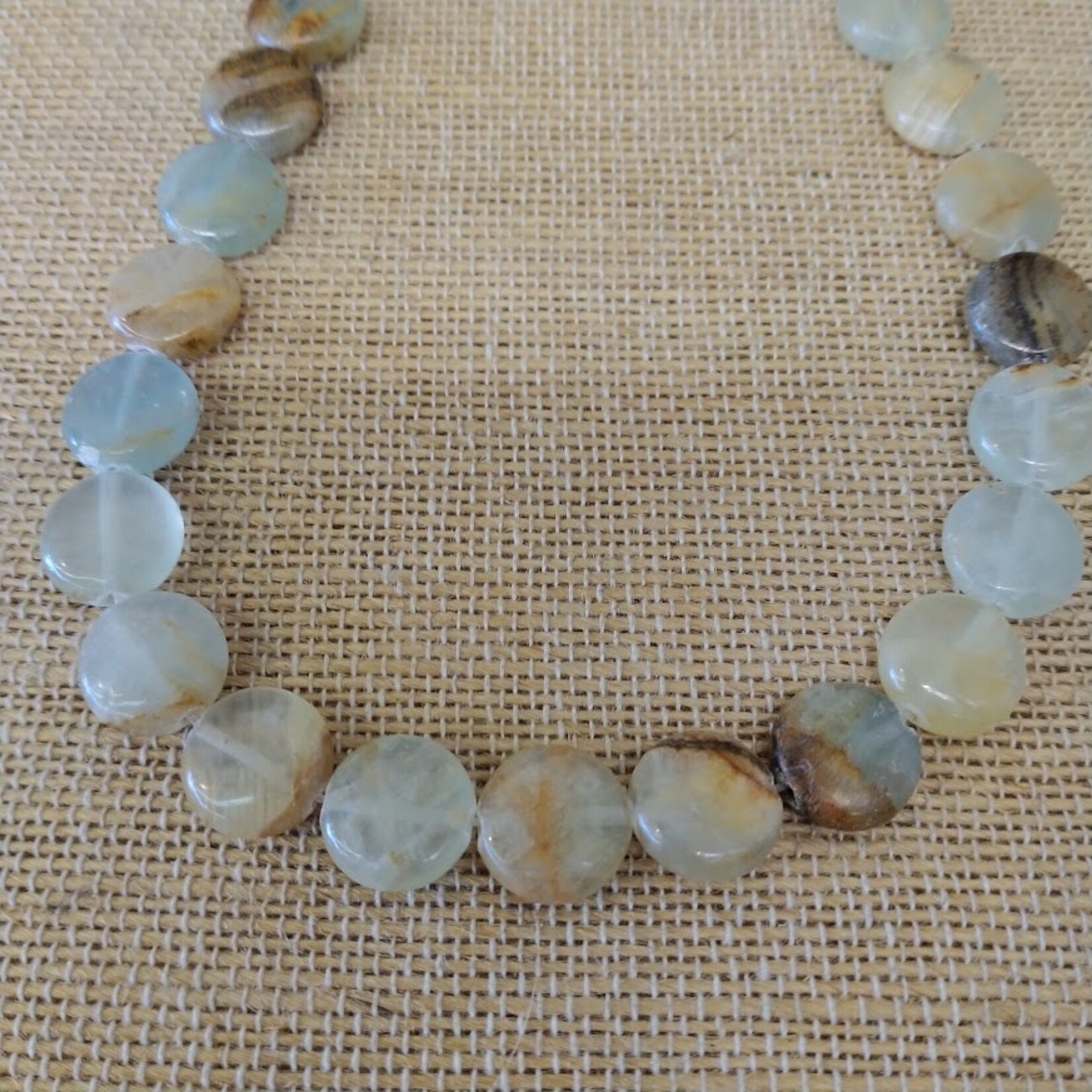 Aqua Calcite 12mm Coin Strand