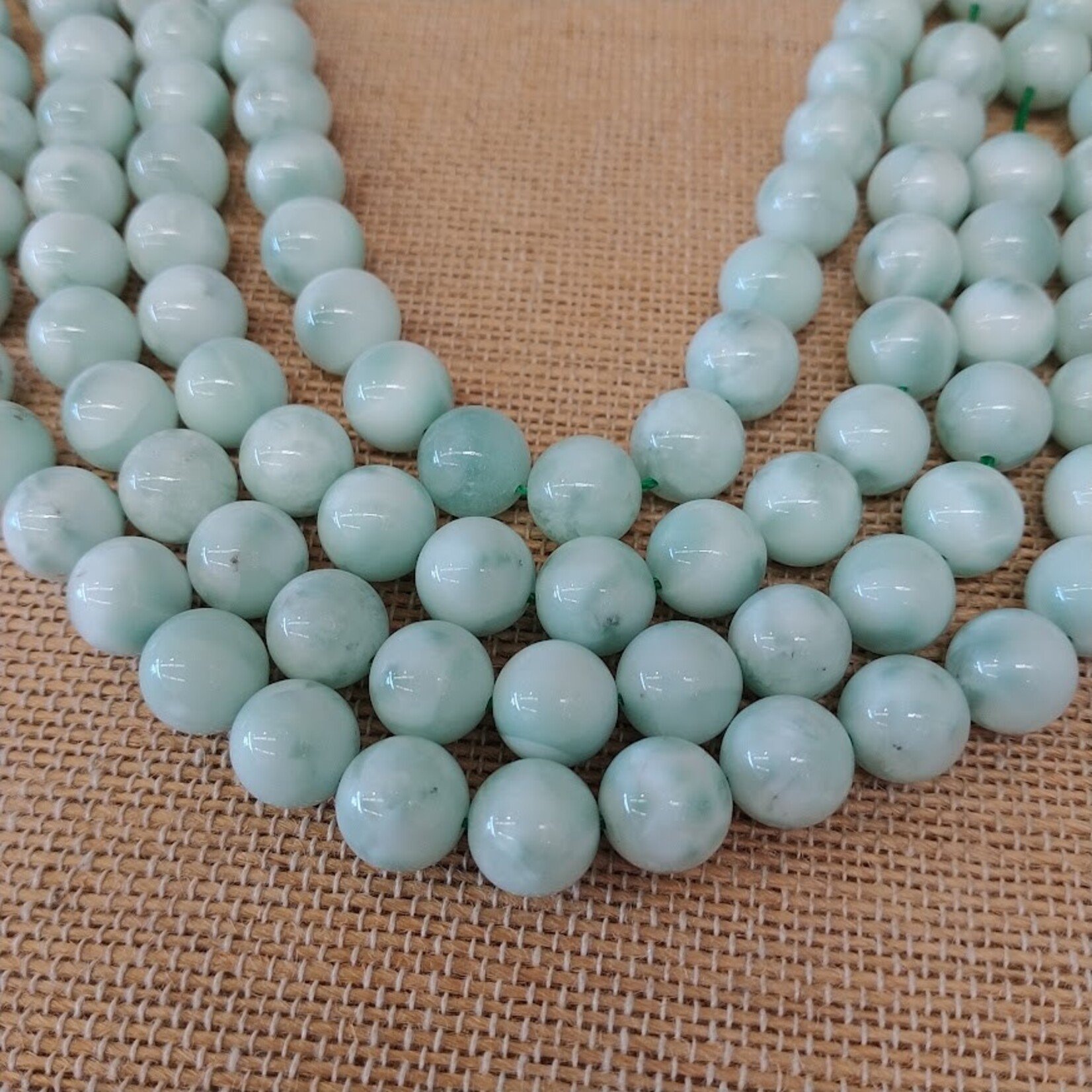 Green Moonstone 10mm Round Bead Strand
