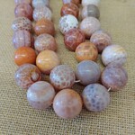 Fire Agate 15mm Round Bead Strand