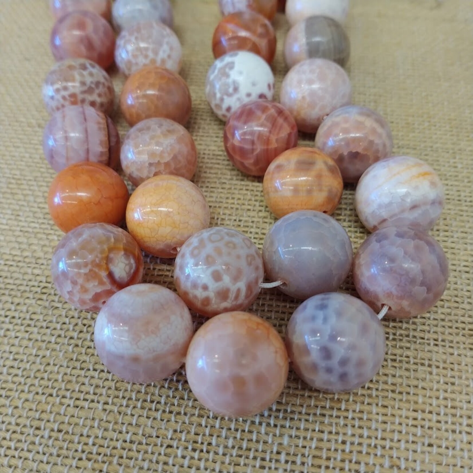 Fire Agate 15mm Round Bead Strand