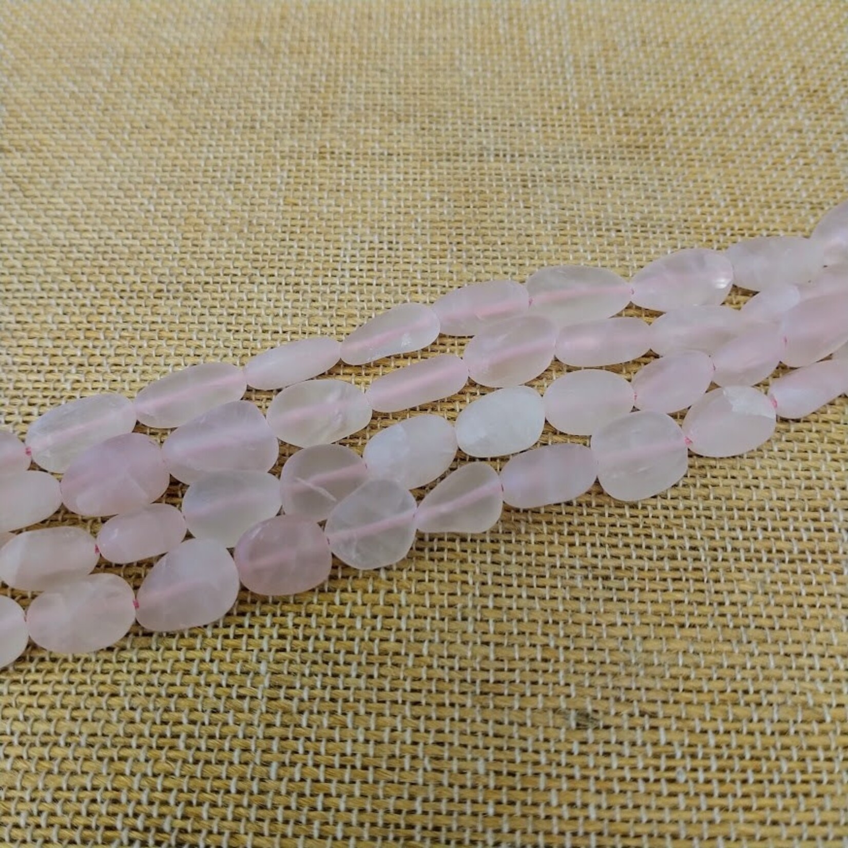 Matte Rose Quartz 12mm Smooth Nugget Bead Strand
