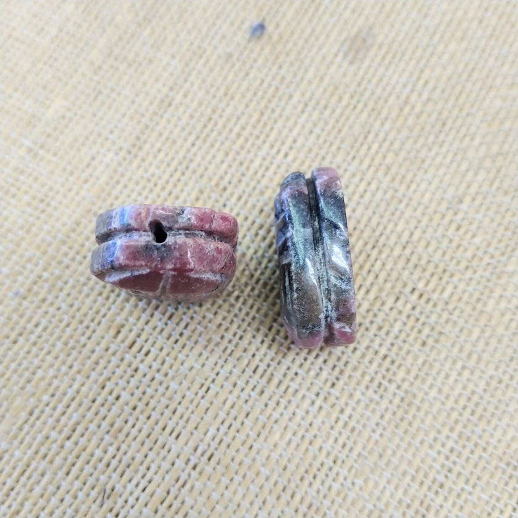 Rhodochrosite 18x25mm Etched Scarab Bead - Single