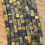 Tiger Eye 5mm Square-Cut Cube Bead Strand