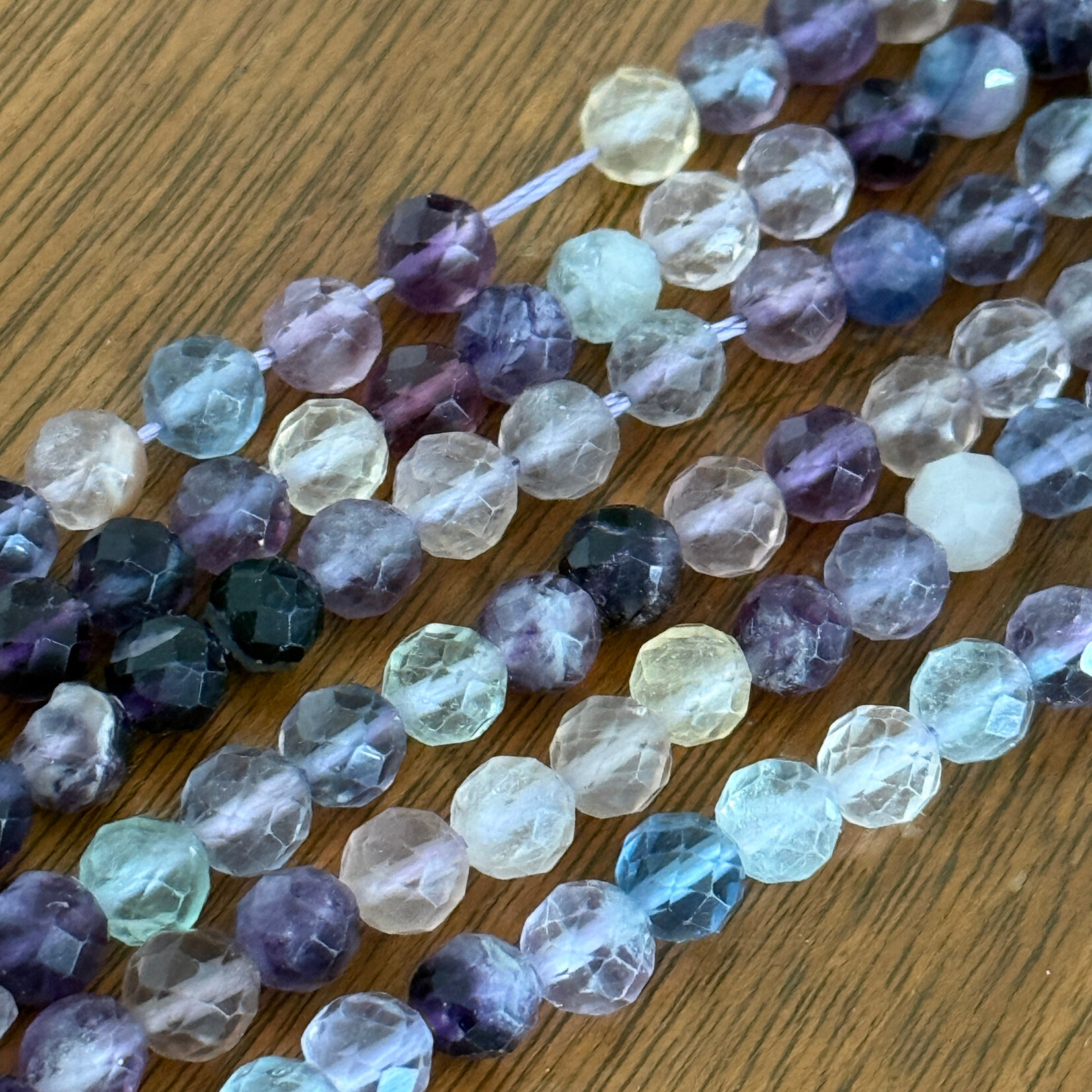Fluorite  6mm Faceted Bead Strand