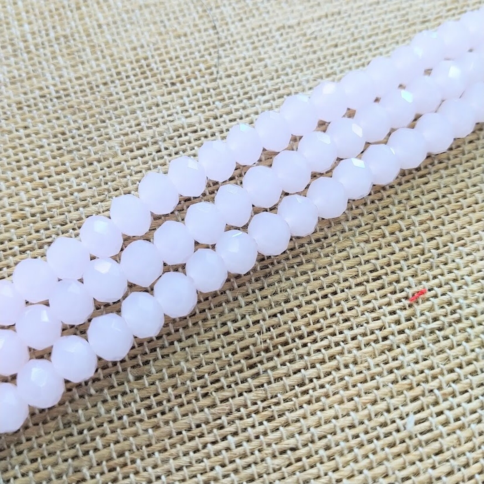 Faceted Glass Rondelle  4x6mm Light Pink Bead Strand