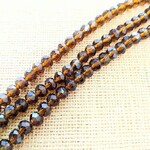 Faceted Glass Rondelle  4x6mm Dark Topaz Bead Strand