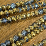 Faceted Glass Rondelle  6x8mm Golden Silver Bead Strand
