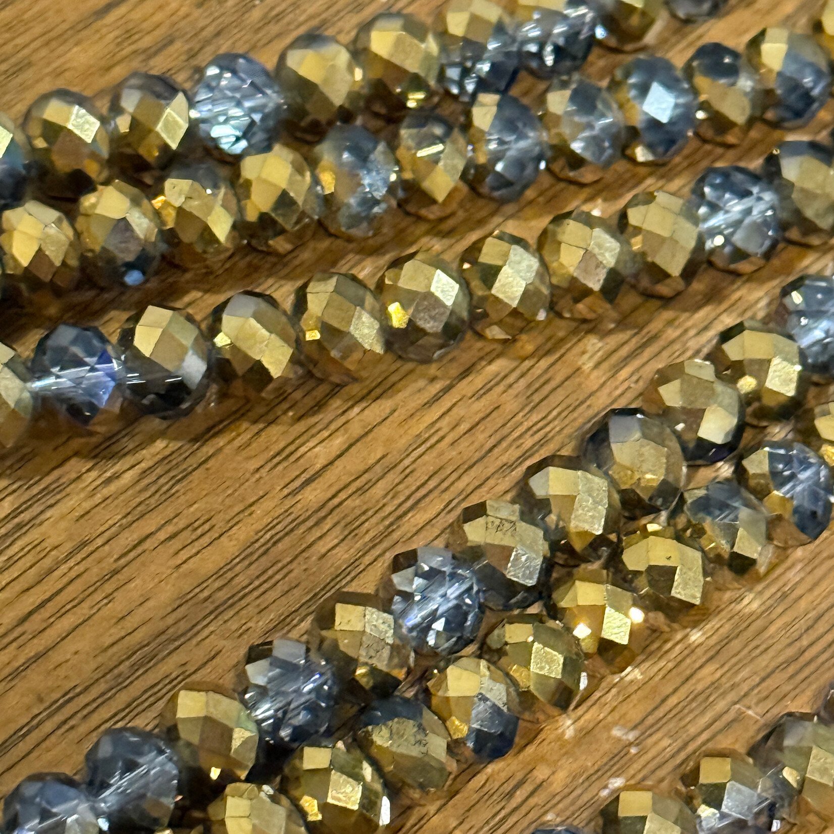 Faceted Glass Rondelle  6x8mm Golden Silver Bead Strand