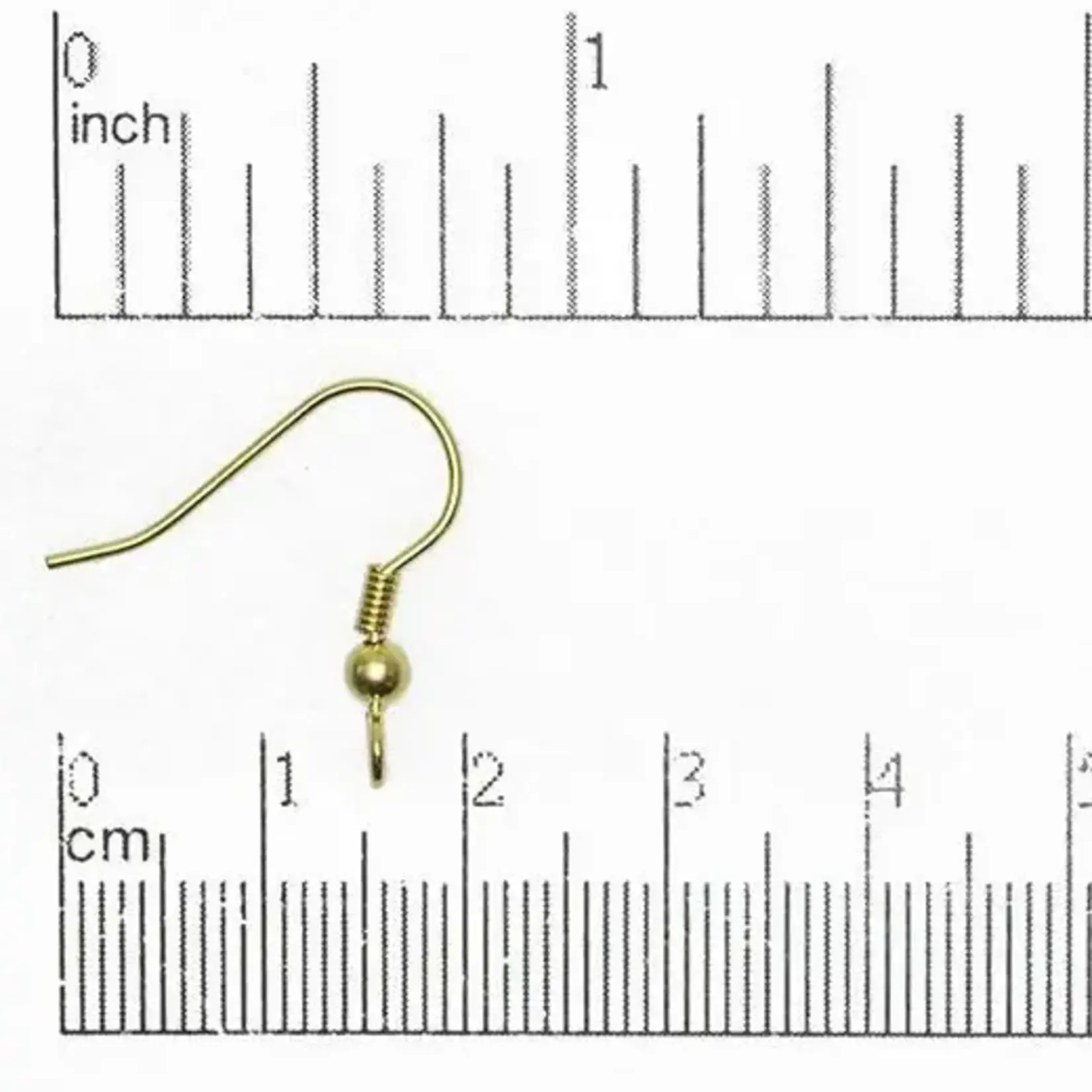 Gold Plated French Earwire w/Ball & Spring - 20 Pieces