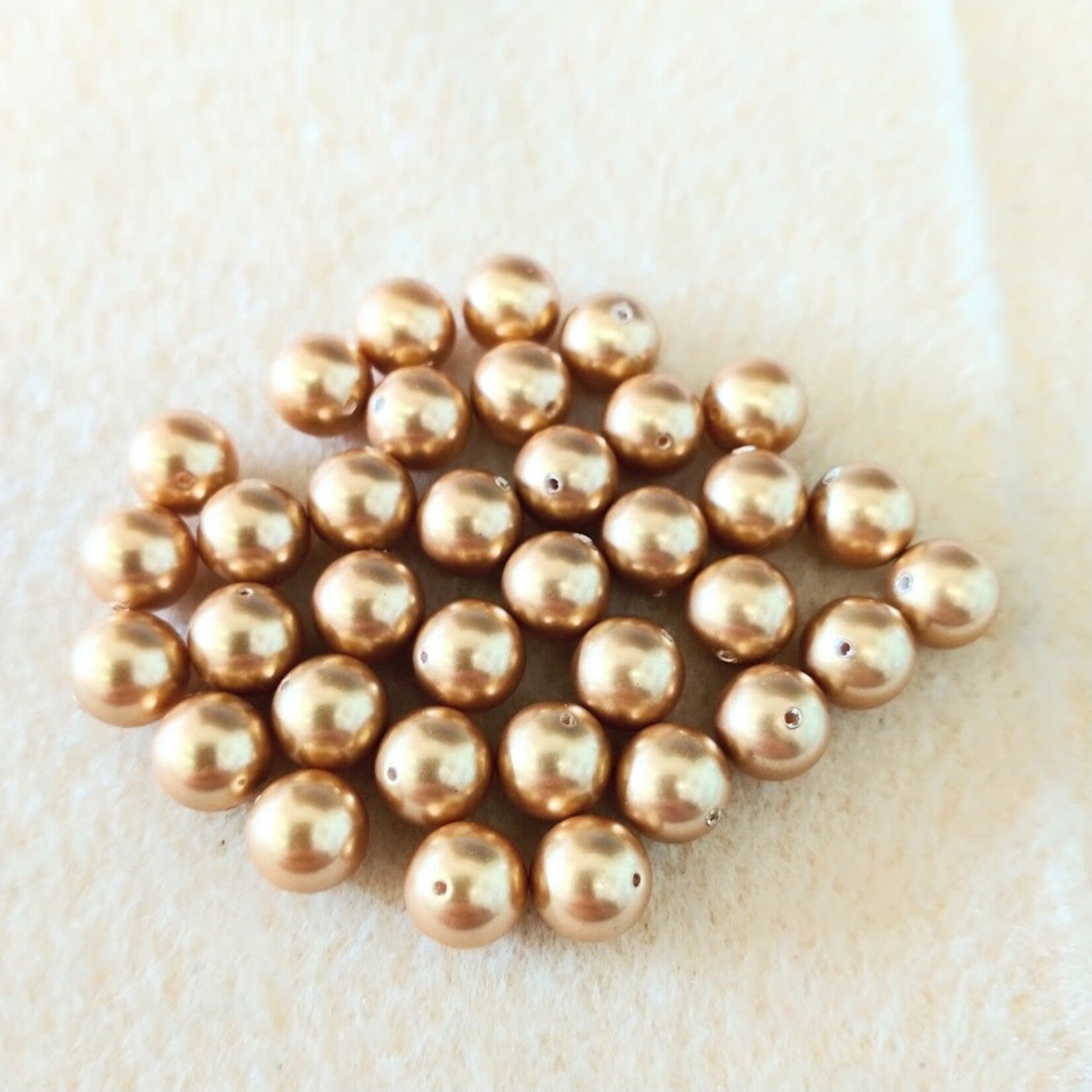Swarovski Pearl  8mm Round Bright Gold - 10 Pieces