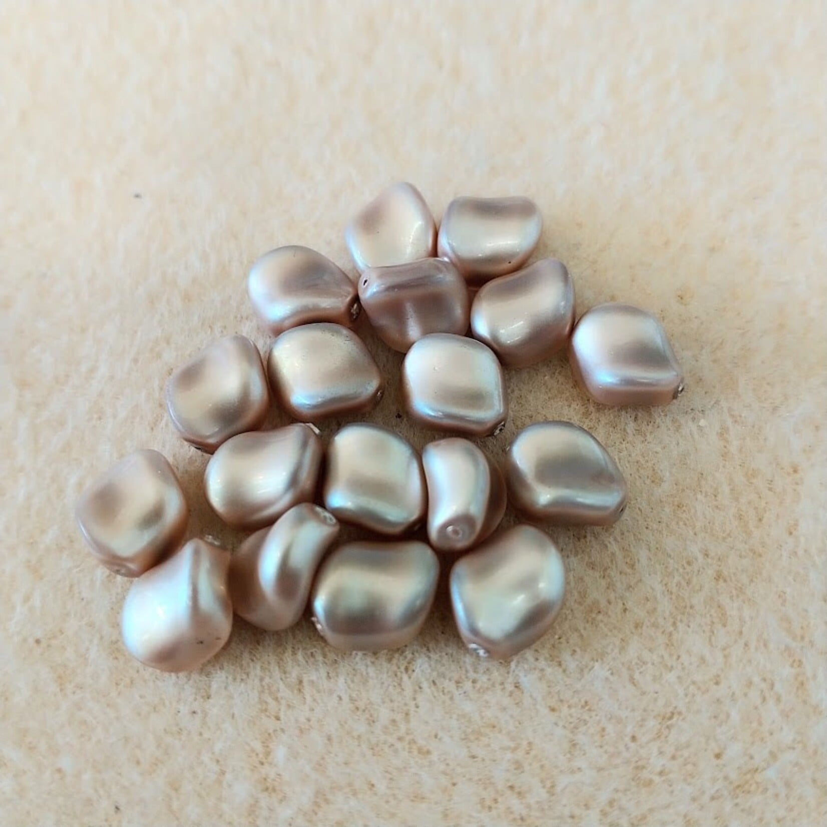 Swarovski Pearl Twisted  8x9mm Powdered Almond Bead - 10 Pieces