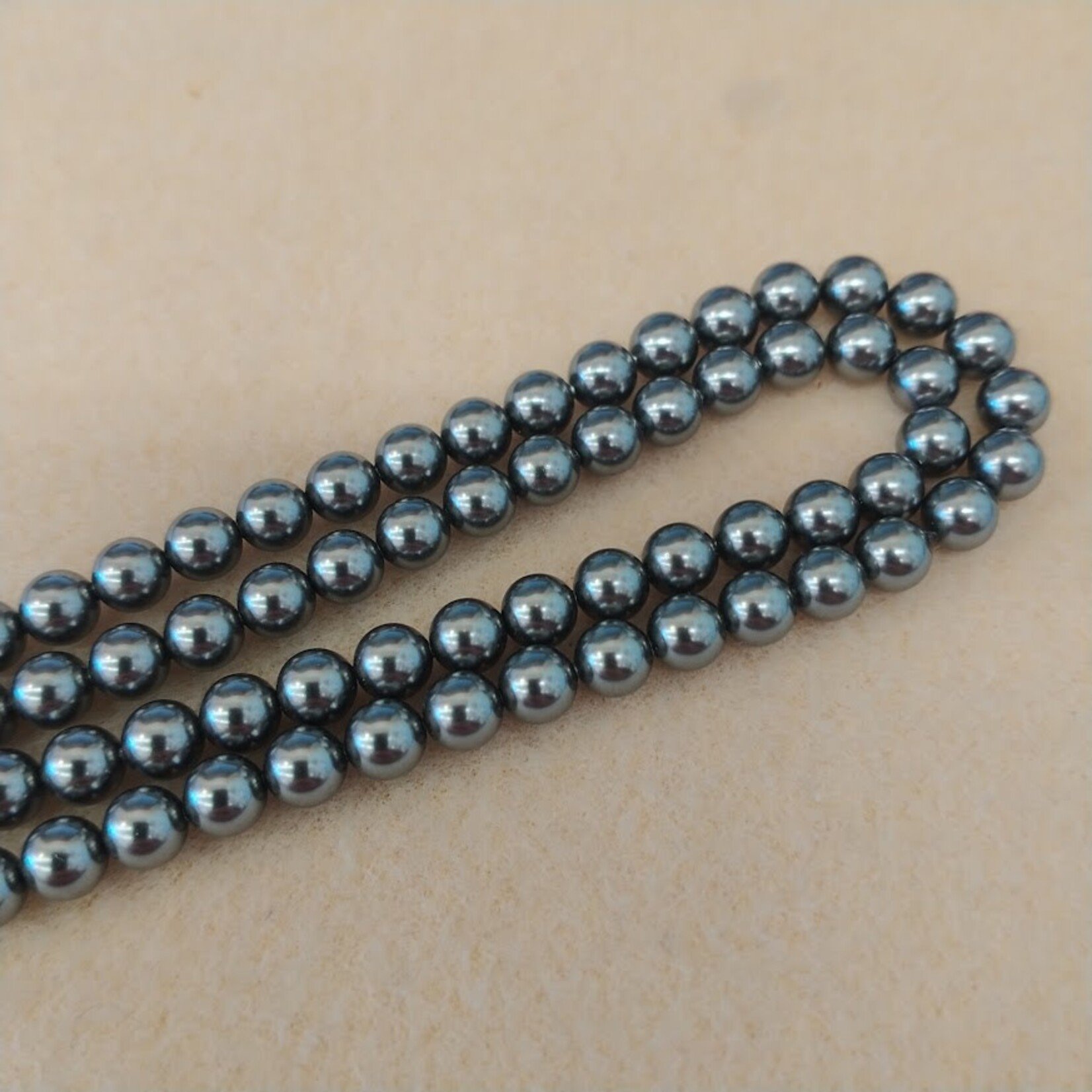 Swarovski Pearl  6mm Round Dark Gray Strand