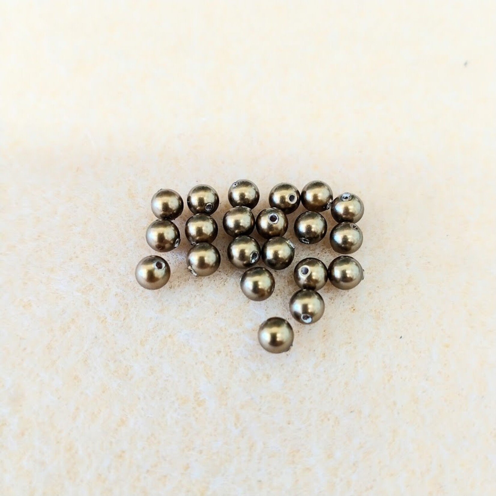 Swarovski Pearl  4mm Round Antique Brass - 20 Pieces