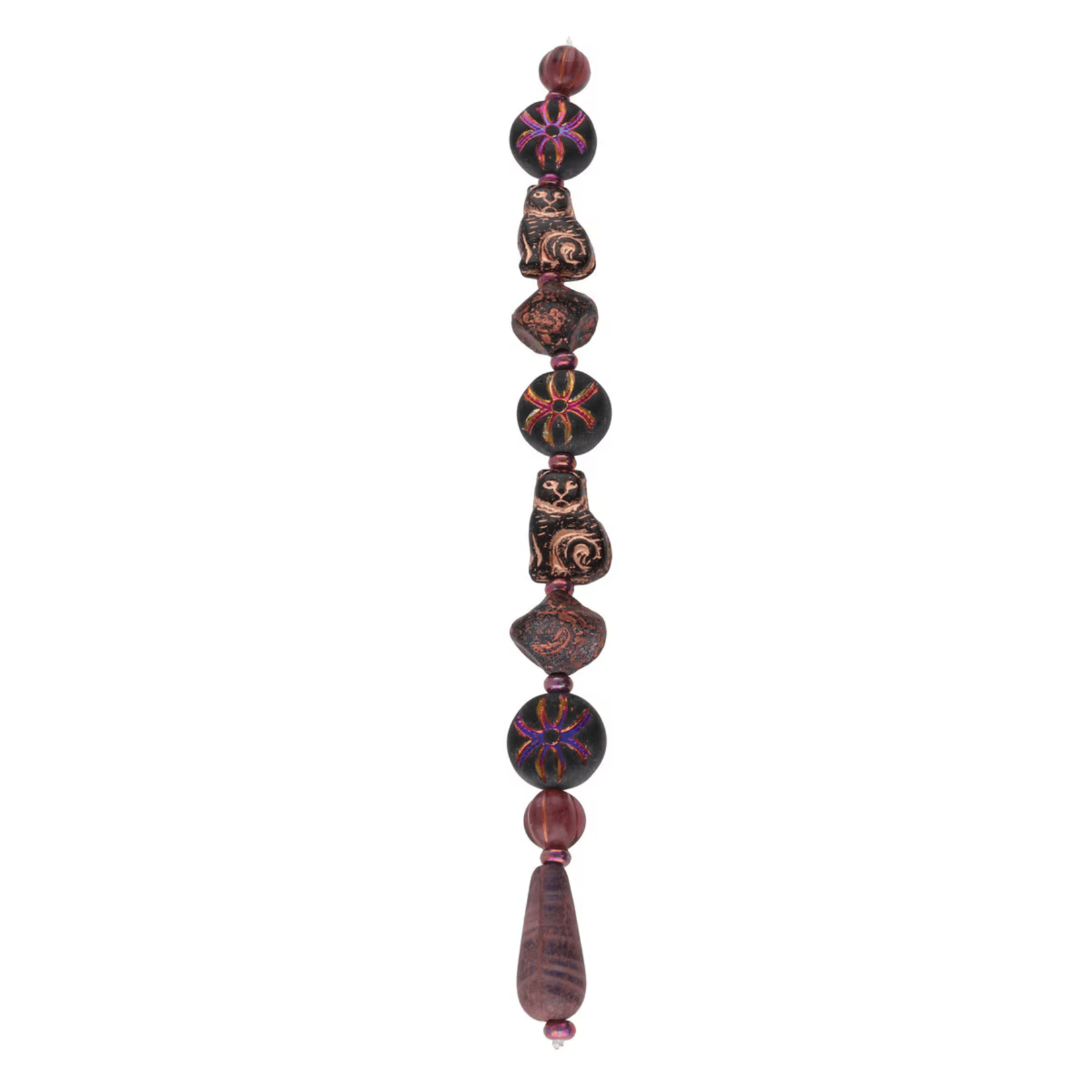 Czech Glass Table Cut Copper Cat Mix Bead Strand