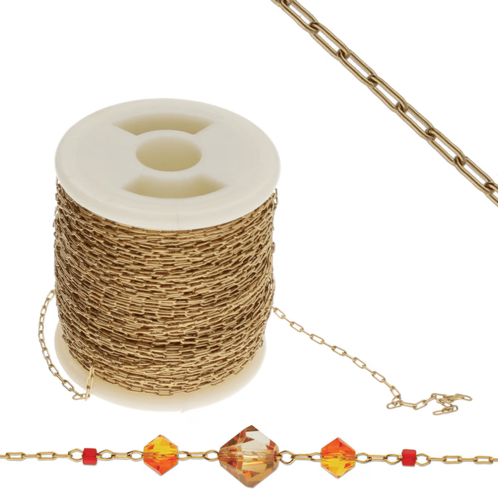 Stainless Steel Gold Plated 0.25mm Bead Chain - 1"