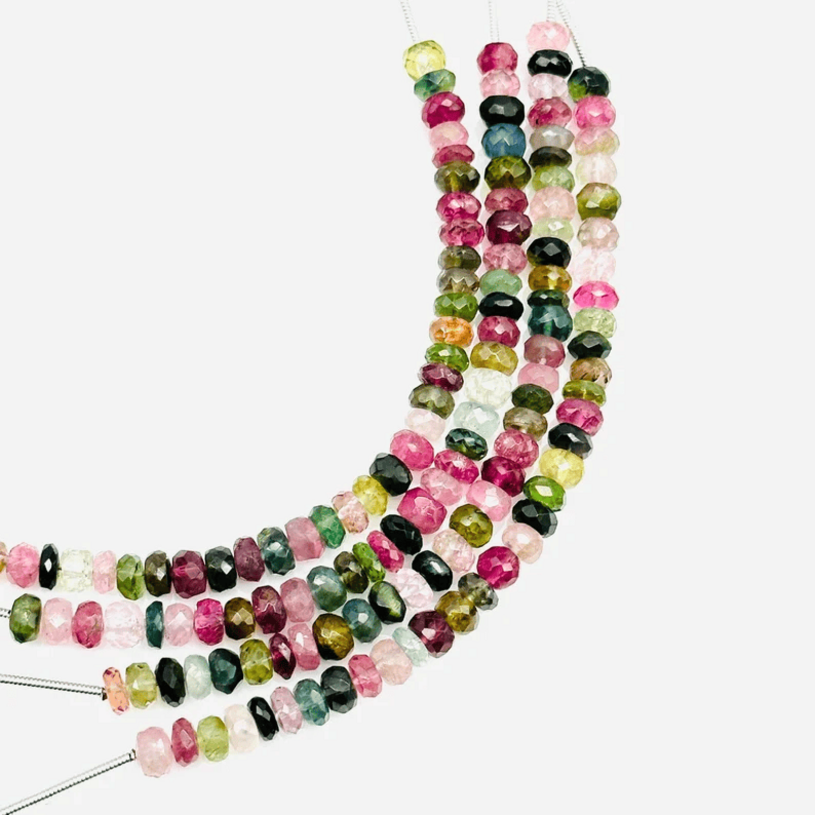 Faceted Watermelon Tourmaline  5x3mm Rondelle Bead Strand