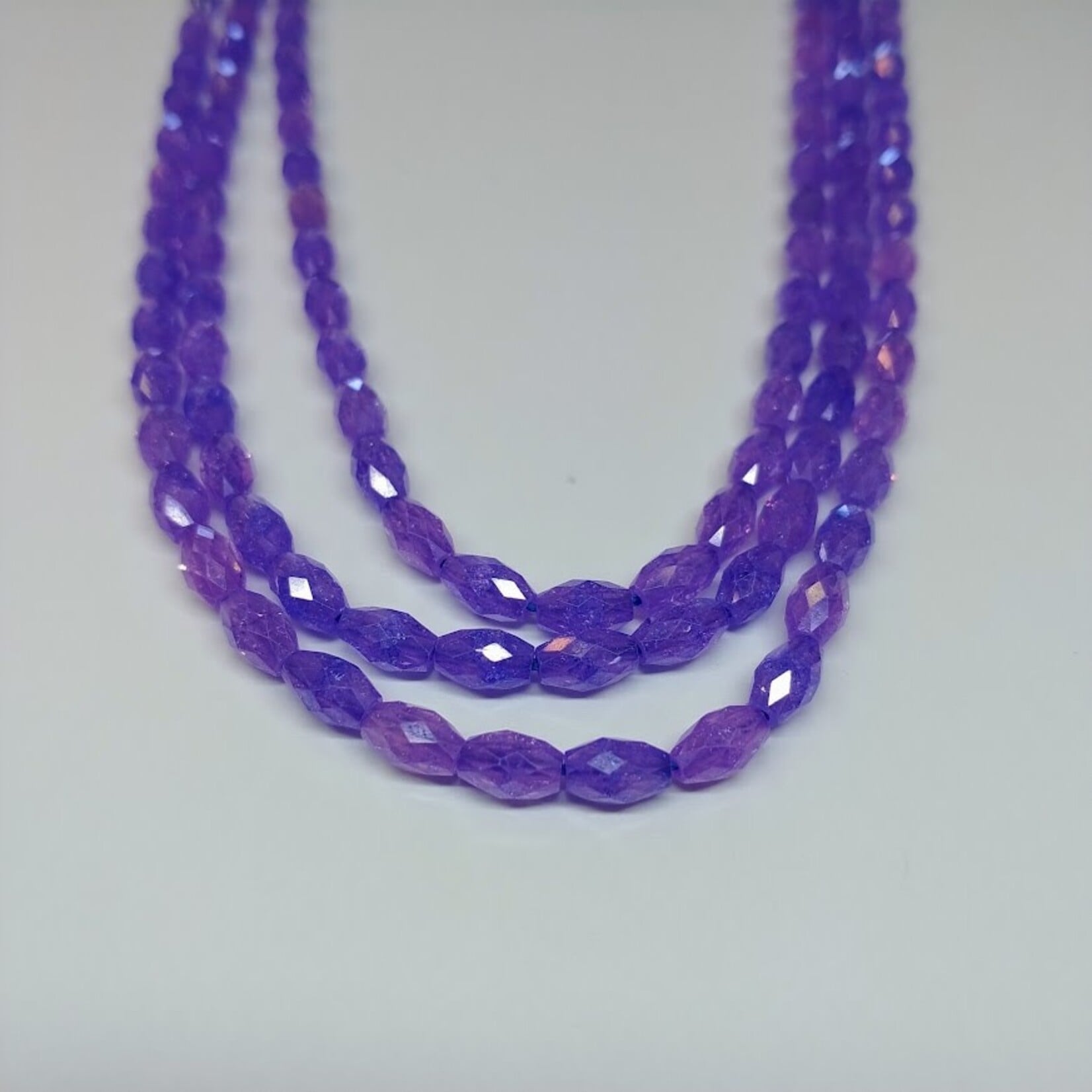 Cubic Zirconia Purple  4x6m Faceted Oval Bead Strand