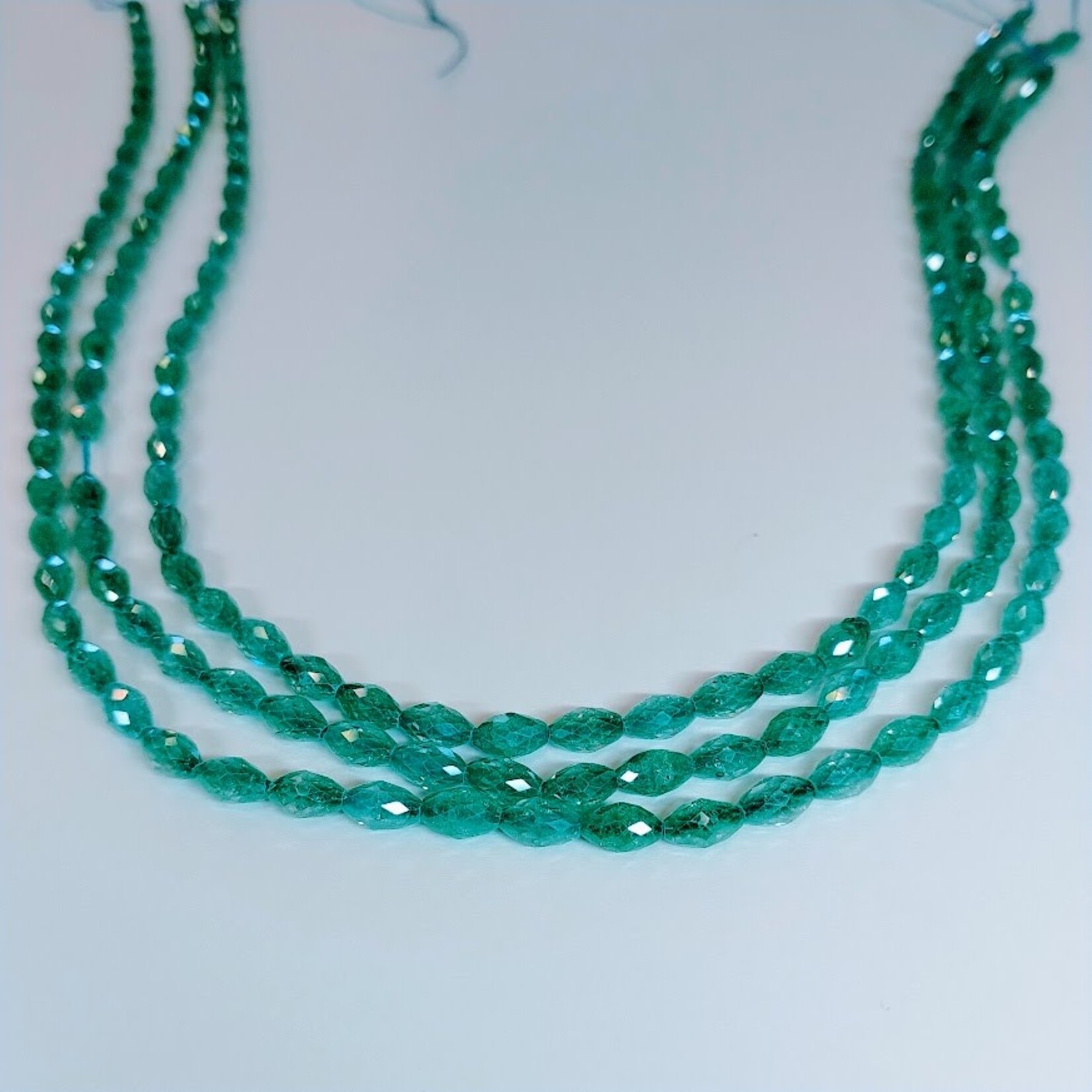 Cubic Zirconia Teal  4x6m Faceted Oval Bead Strand