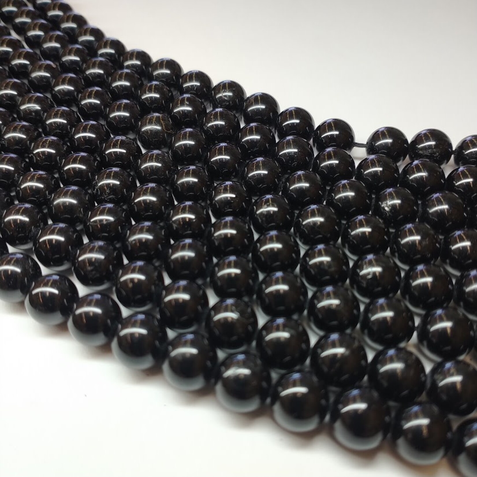 Black Tourmaline  8mm Round Bead Strand
