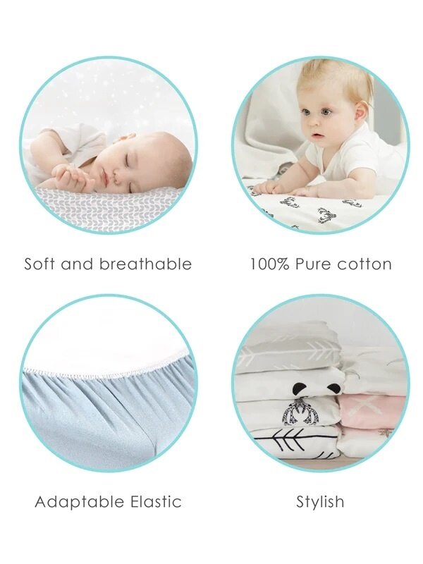 Kushies Kushies Fitted Playpen Sheet Blue Scribble Stars