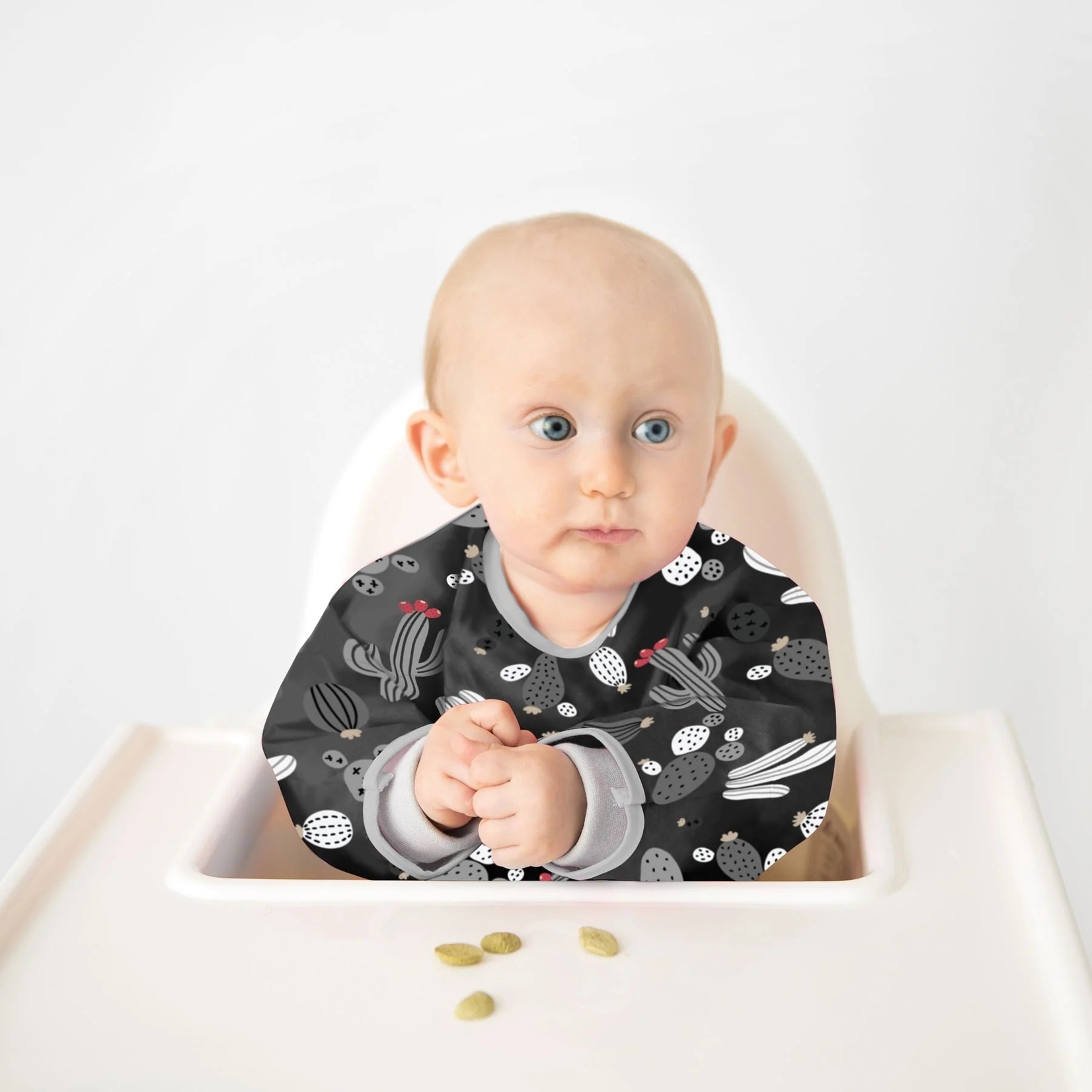 Kushies Kushies Clean Bib w/Sleeves Black Cactus