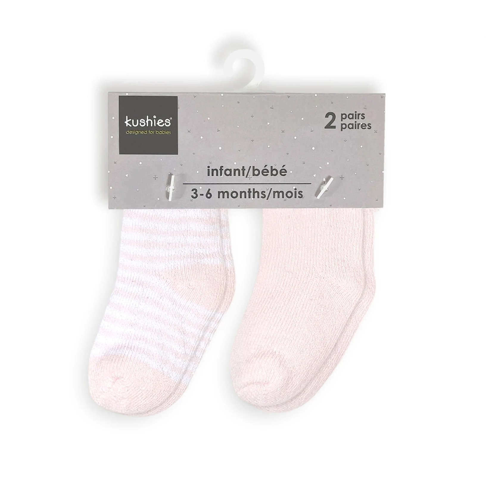 Kushies Kushies Infant Socks 2pk Pink/Stripes