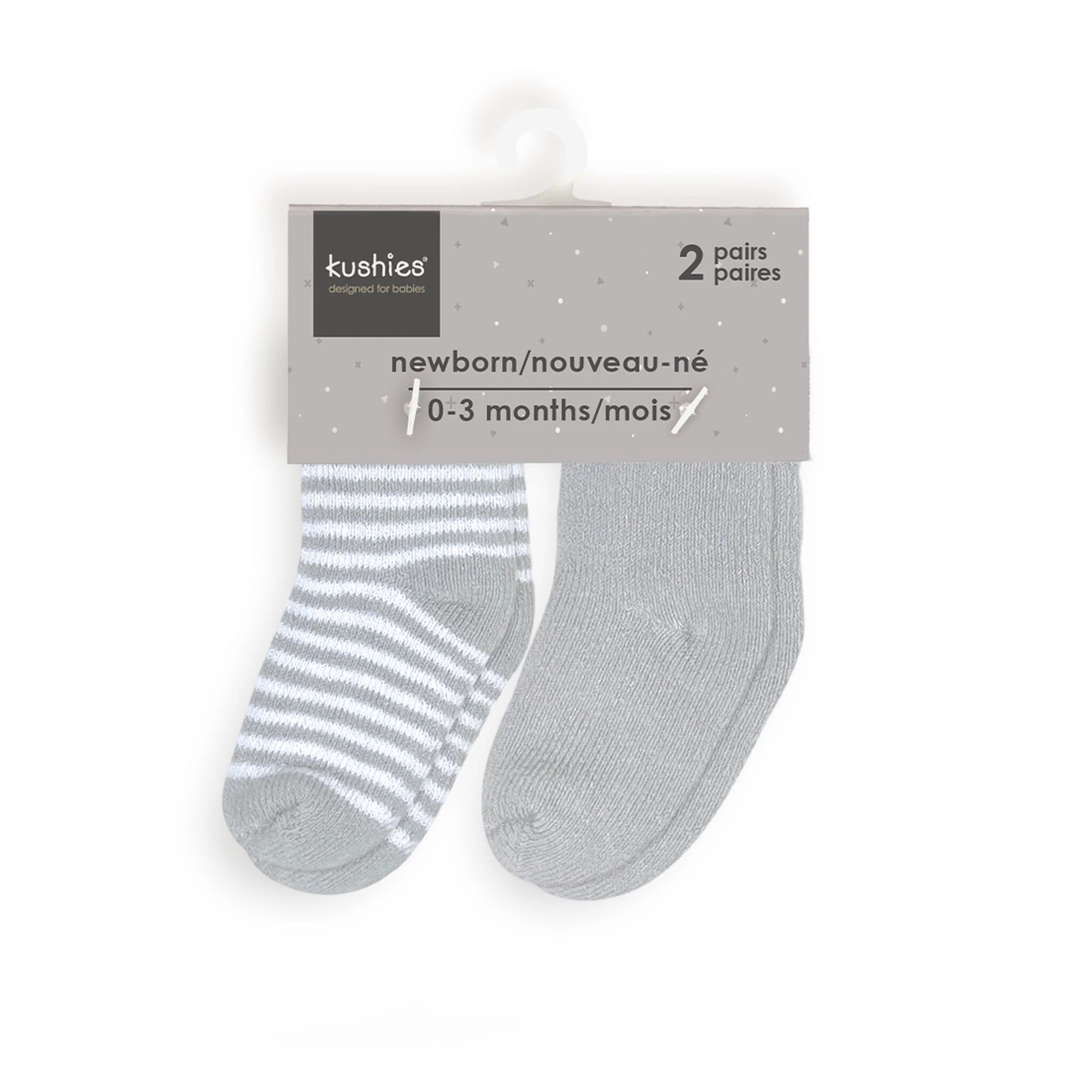 Kushies Kushies Infant Socks 2pk Grey/Stripes