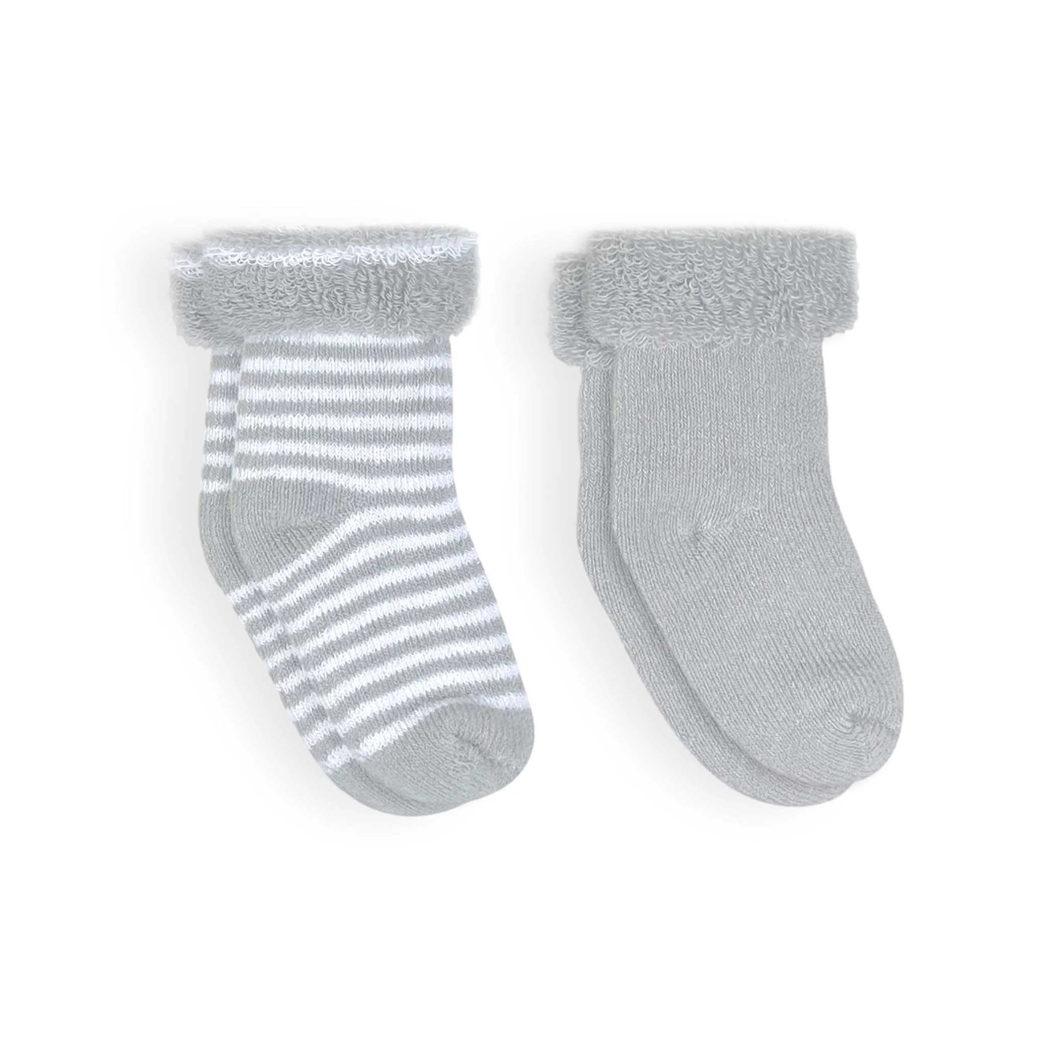 Kushies Kushies Infant Socks 2pk Grey/Stripes