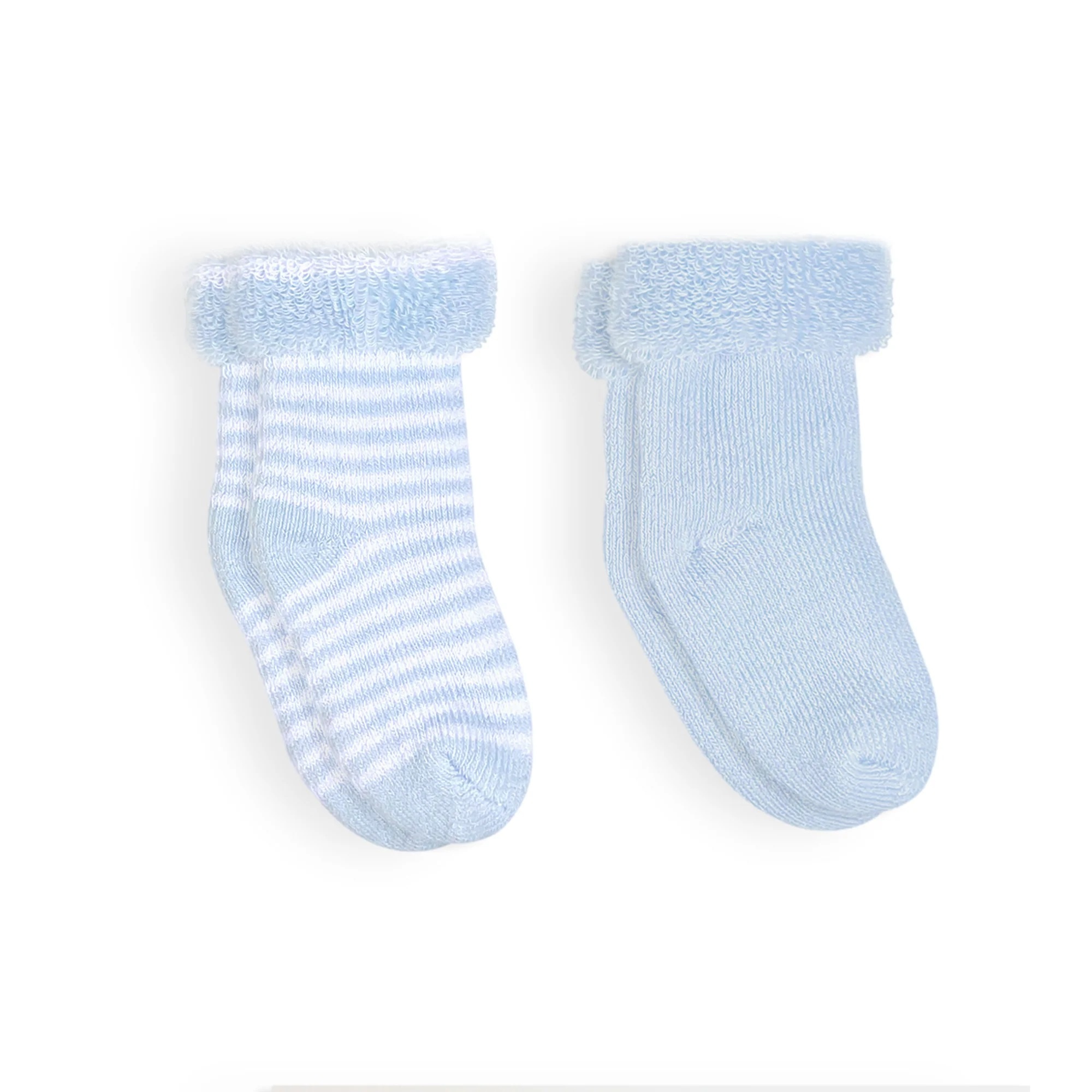 Kushies Kushies Infant Socks 2pk Blue/Stripes