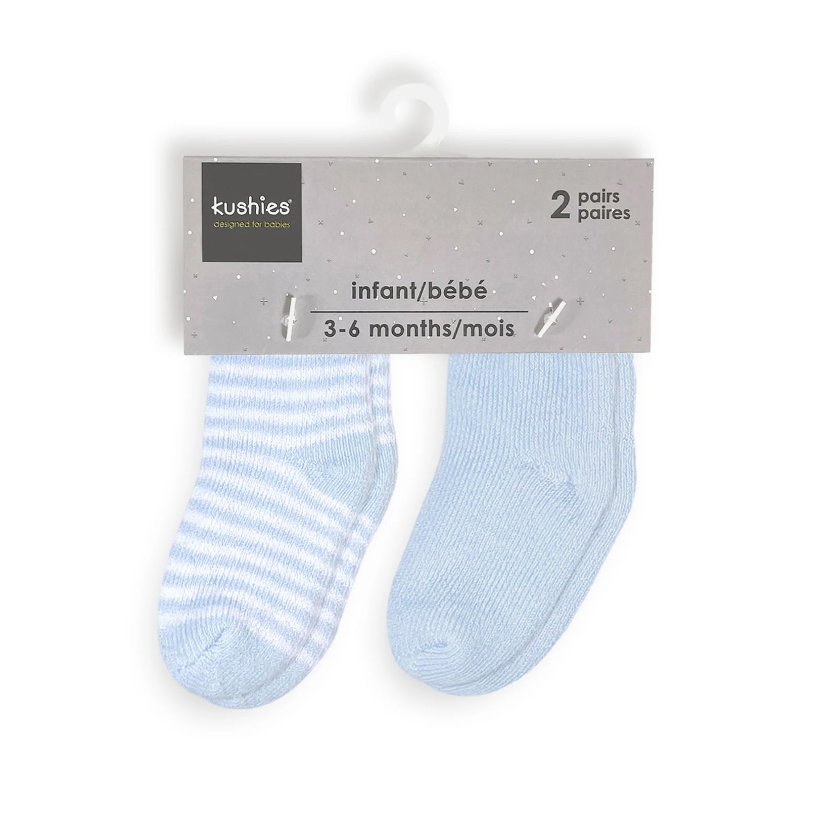 Kushies Kushies Infant Socks 2pk Blue/Stripes