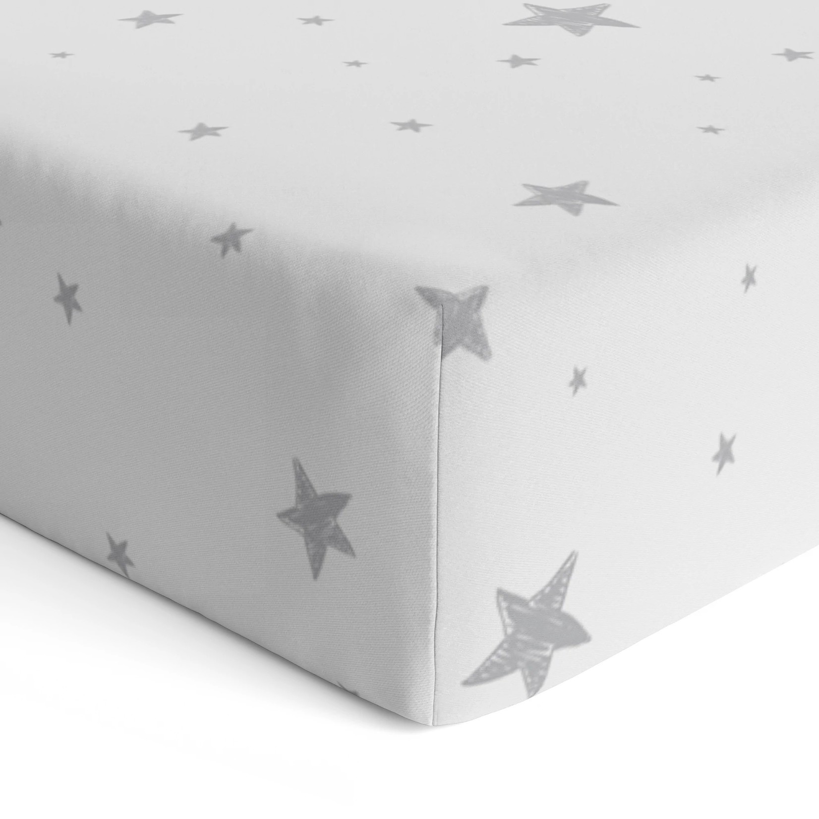 Kushies Kushies Fitted Crib Sheets Scribble Stars Grey