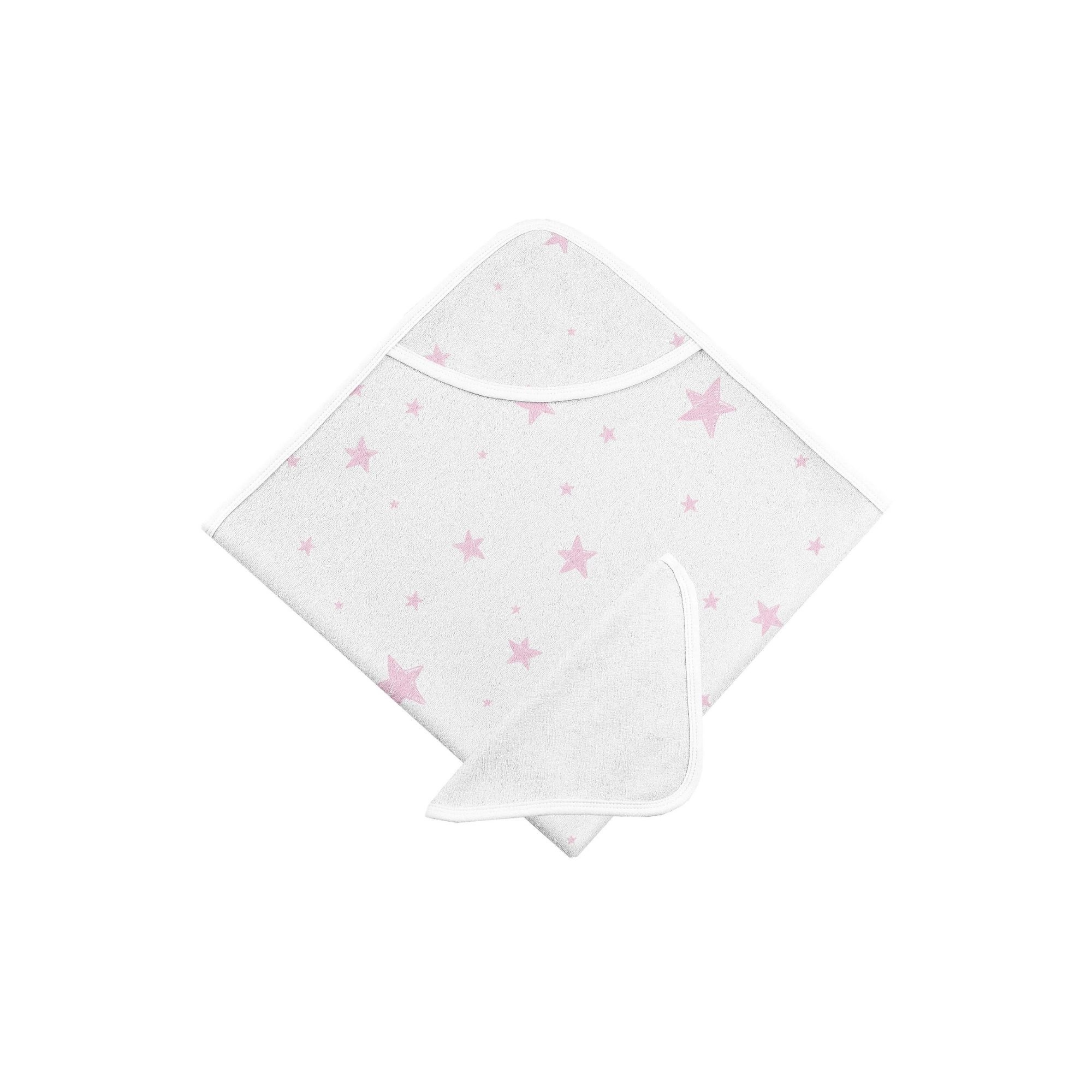 Kushies Kushies Hooded Towel & Washcloths Pink Star