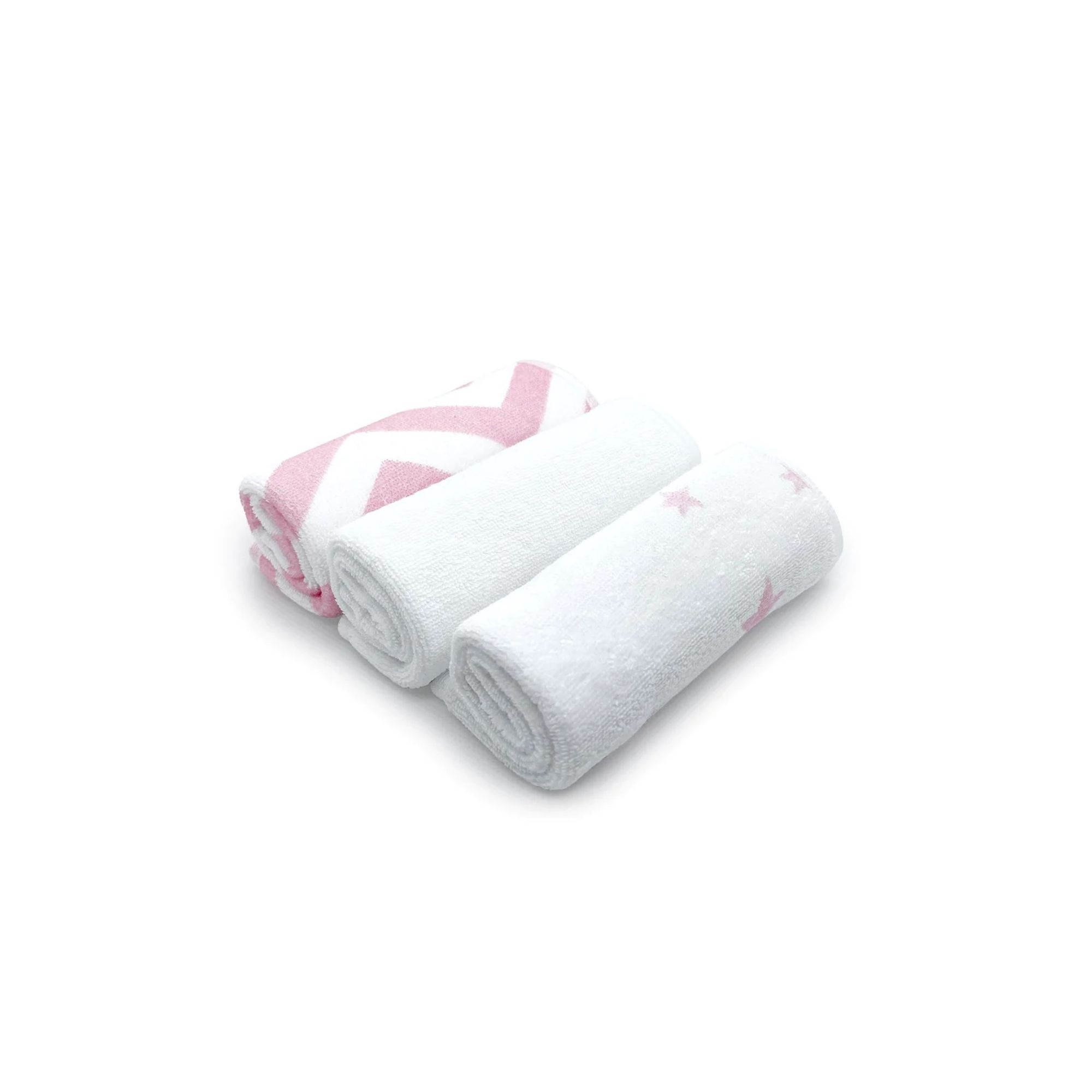 Kushies Kushies Washcloths 3pk Pink Chevron/White