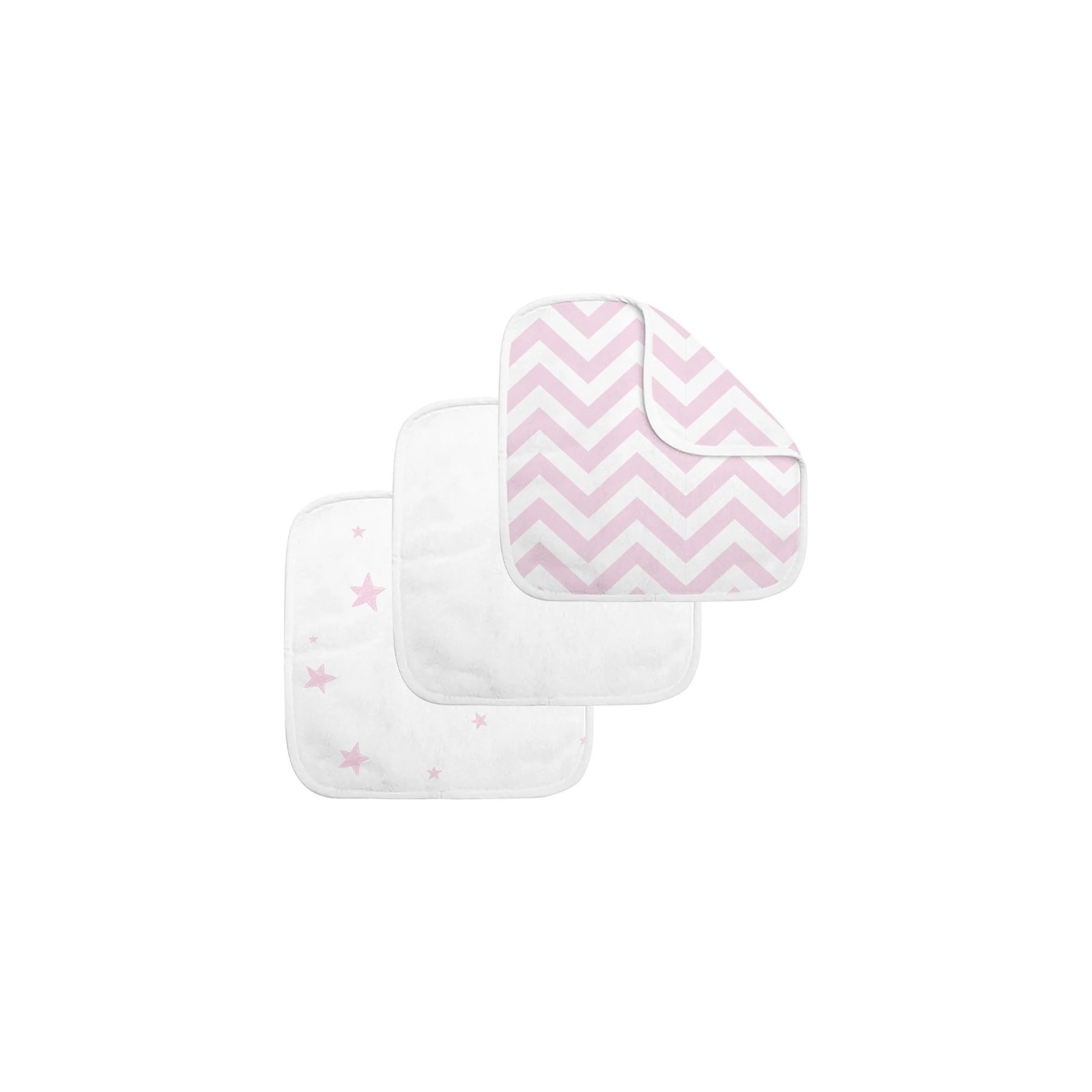 Kushies Kushies Washcloths 3pk Pink Chevron/White