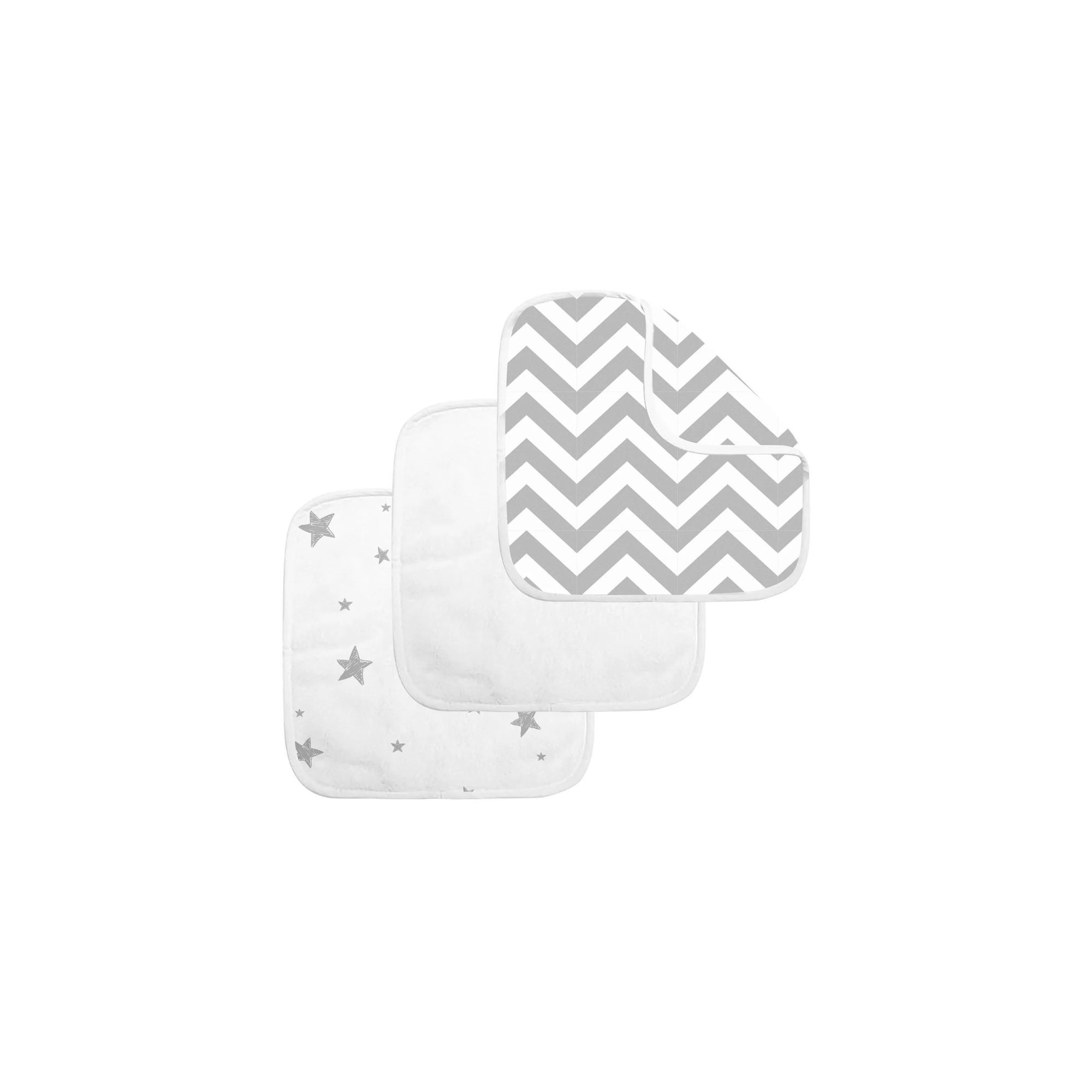 Kushies Kushies Washcloths 3pk Grey Chevron/White