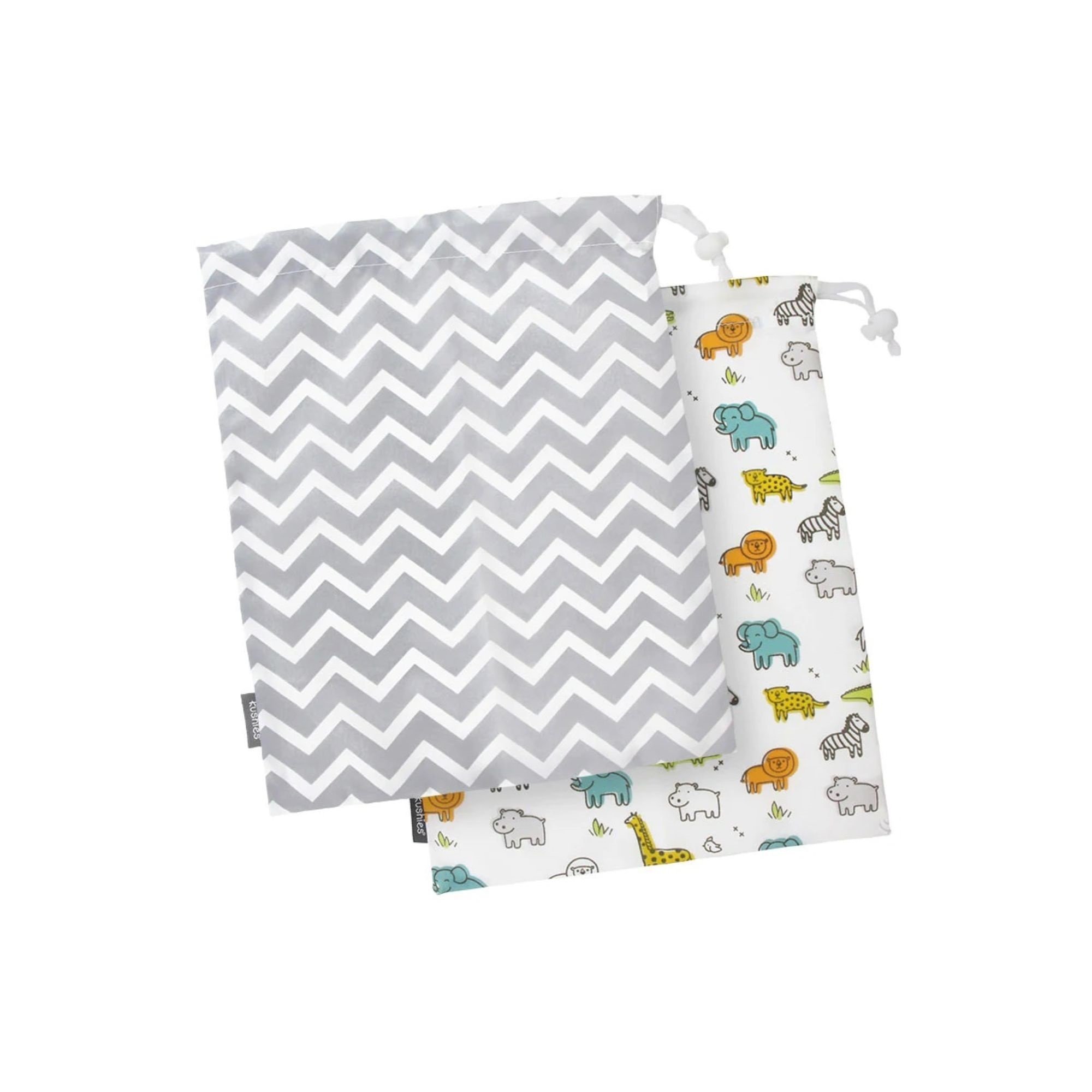 Kushies Kushies On the Go Wet Bag 2pk Gray Chevron/Safari