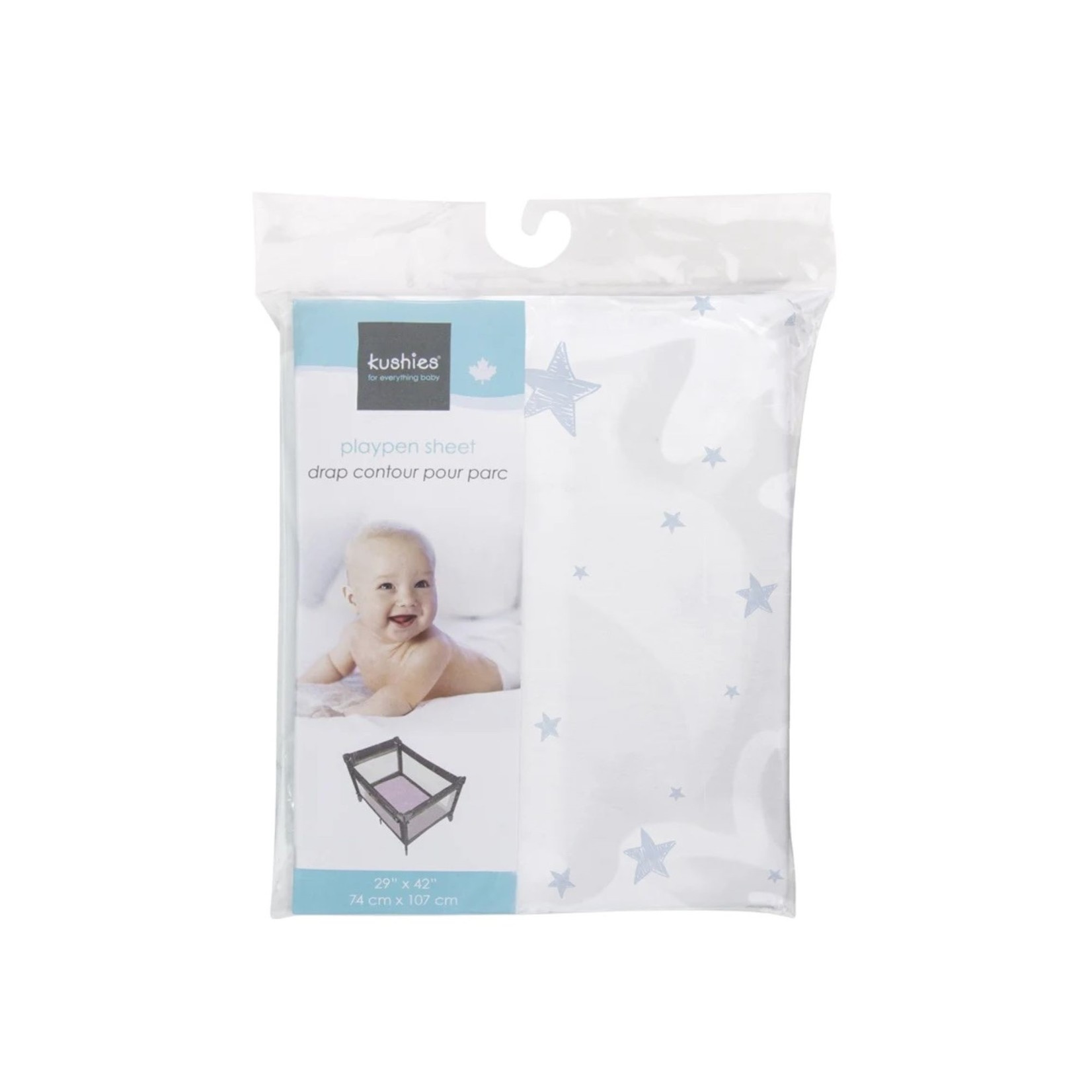 Kushies Kushies Fitted Playpen Sheet Blue Scribble Stars