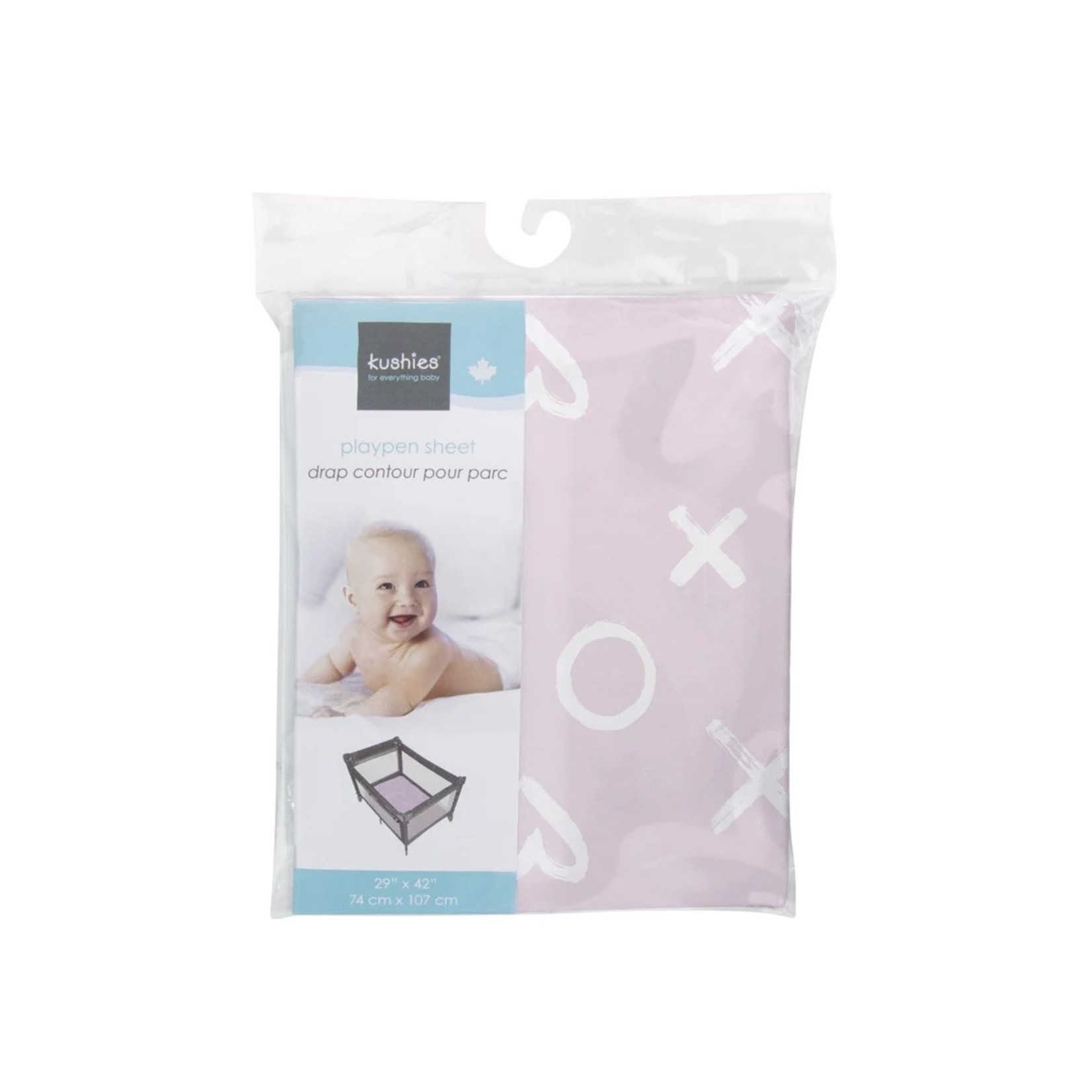 Kushies Kushies Fitted Playpen Sheet Pink XO