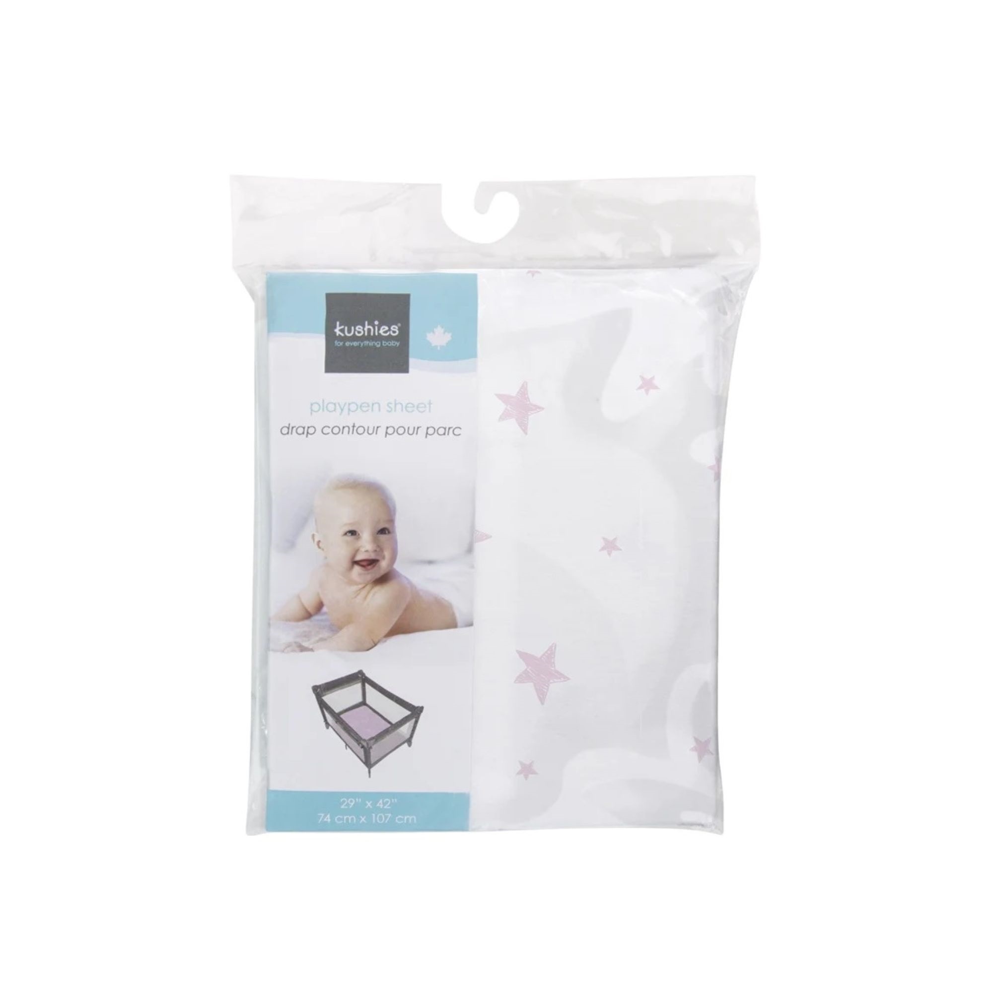 Kushies Kushies Fitted Playpen Sheet Pink Scribble Star