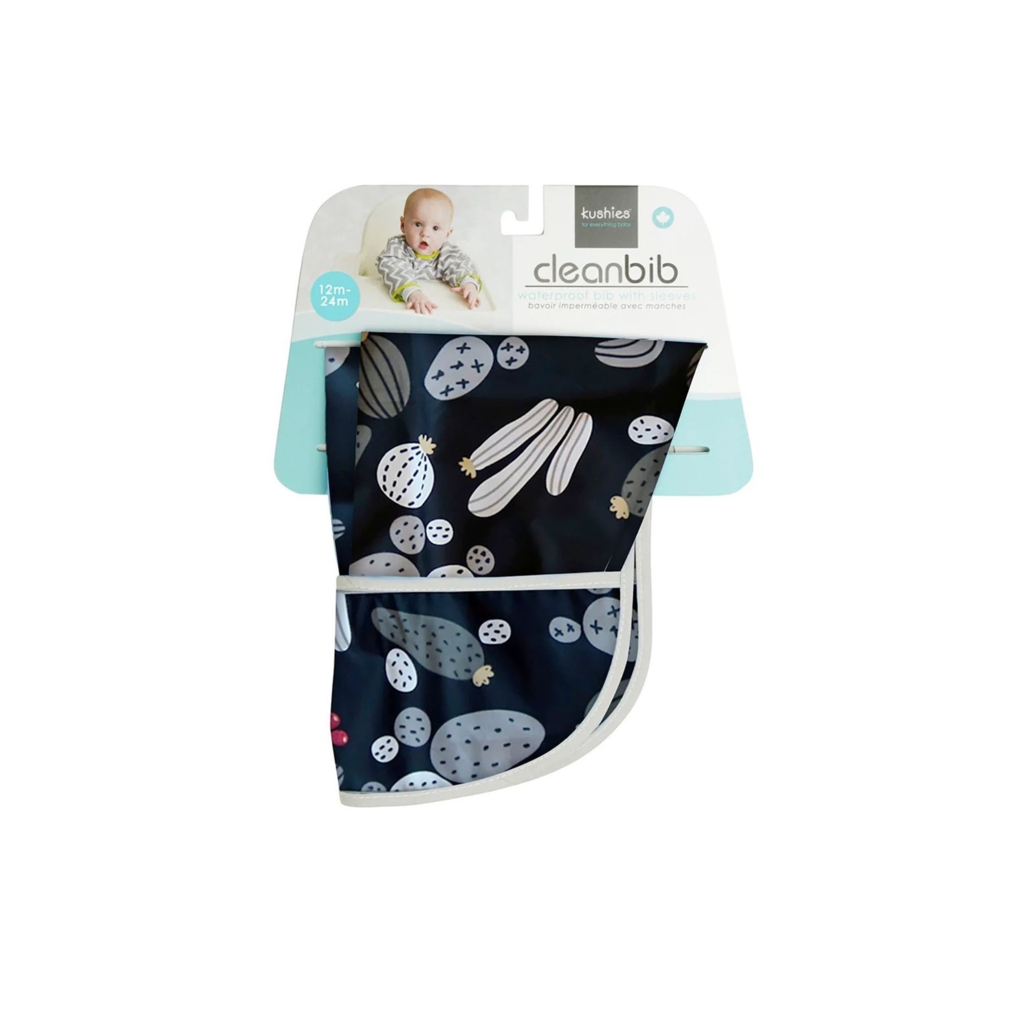 Kushies Kushies Clean Bib w/Sleeves Black Cactus