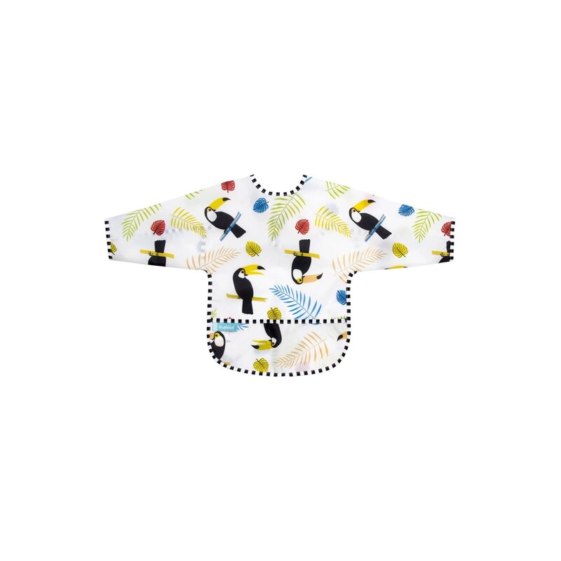 Kushies Kushies Clean Bib w/Sleeves White Toucan