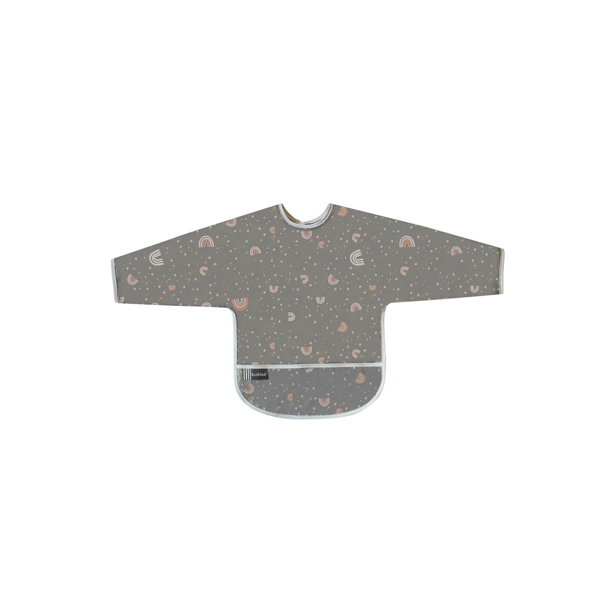 Kushies Kushies Clean Bib w/Sleeves Charcoal Rainbow