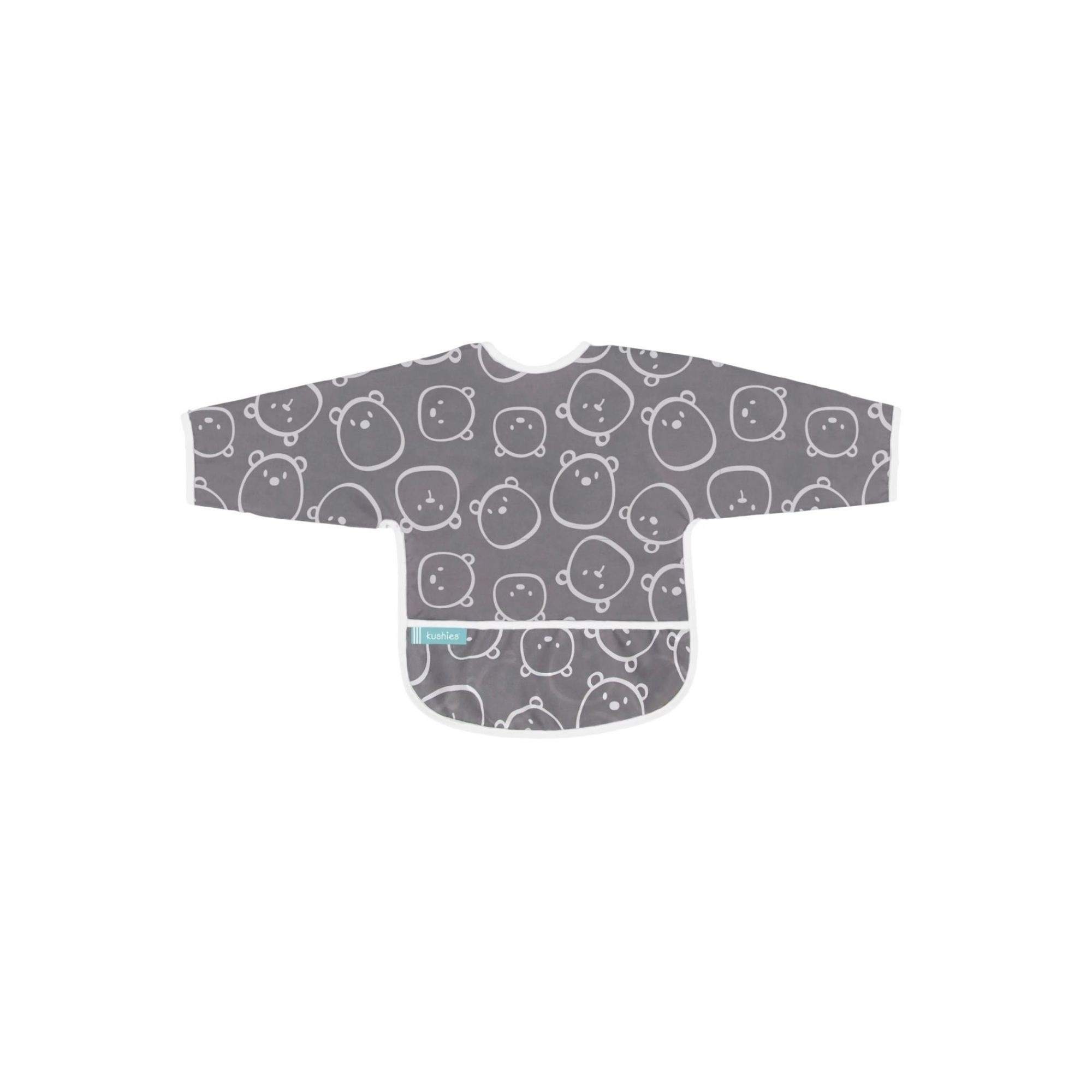 Kushies Kushies Clean Bib w/Sleeves Charcoal Bears