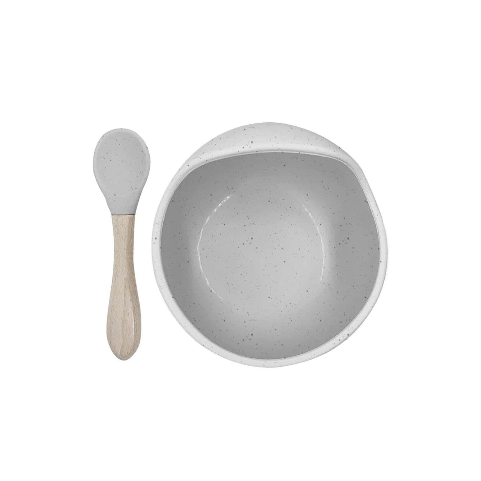 Kushies Kushies Siliscoop Bowl & Spoon Set Day Dream Grey