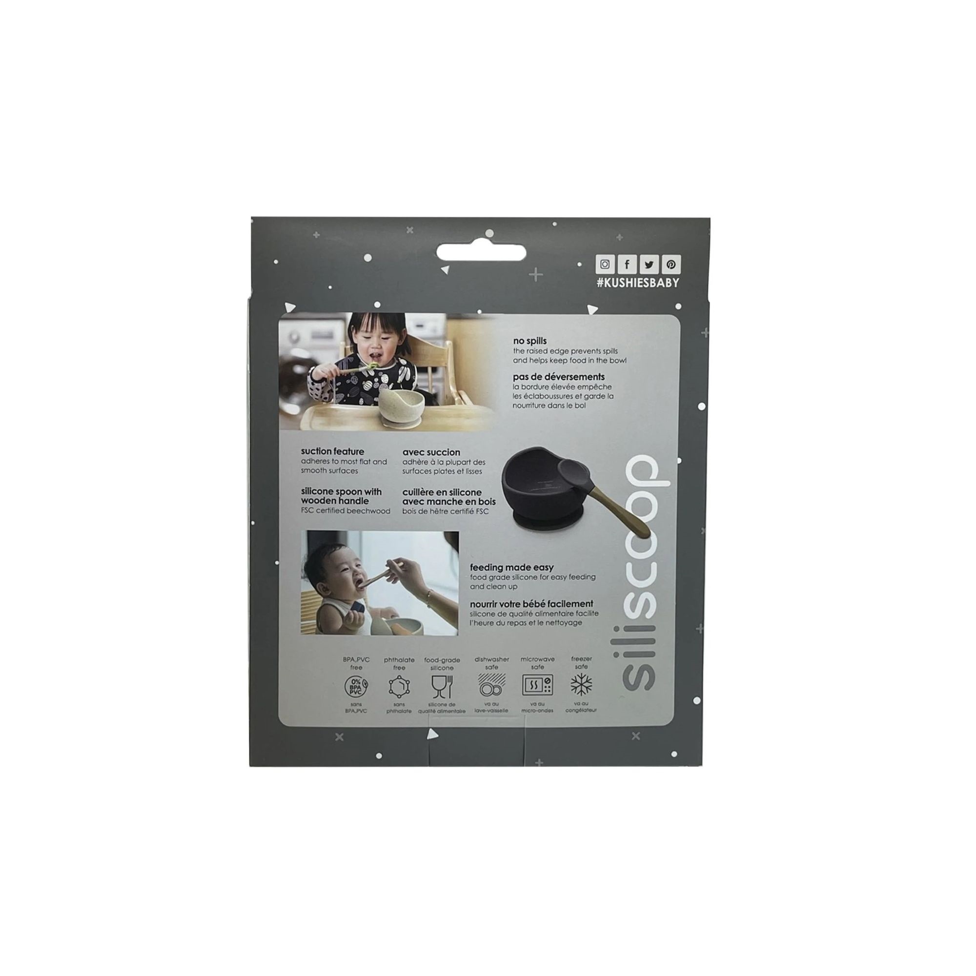 Kushies Kushies Siliscoop Bowl & Spoon Set Day Dream Grey