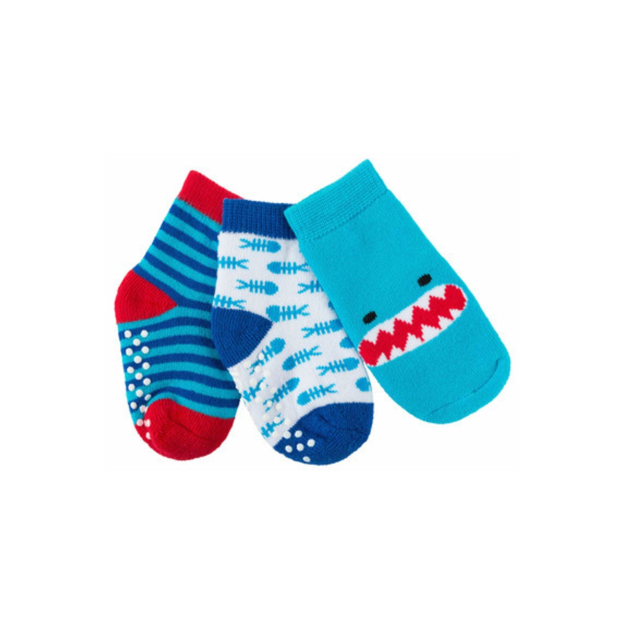 Zoocchini Zoocchini 3pk Socks Sherman the Shark 0-24M