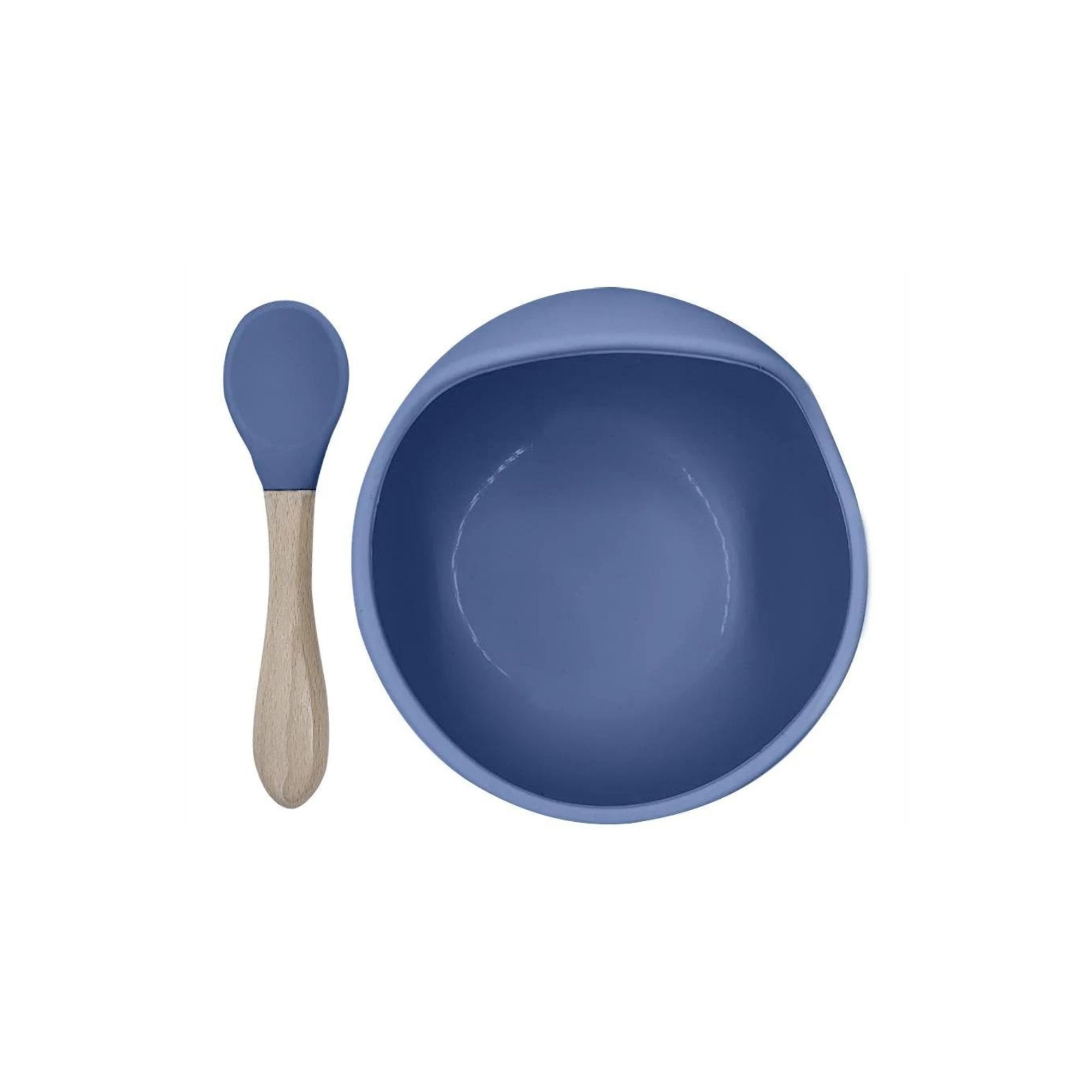 Kushies Kushies Siliscoop Bowl & Spoon Set Mineral Blue