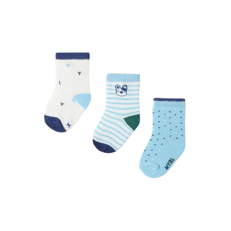 Mayoral Mayoral 3pk Socks Malibu Blue/Puppies