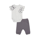 Mayoral Mayoral 2pc Bodysuit & Pant Set White/Grey Butterfly